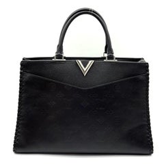 Vintage Louis Vuitton LV Monogram Very Zip 2 Handle Noir Black Leather Handbag