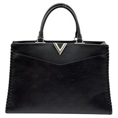 Vintage Louis Vuitton LV Monogram Very Zip 2 Handle Noir Black Leather Handbag
