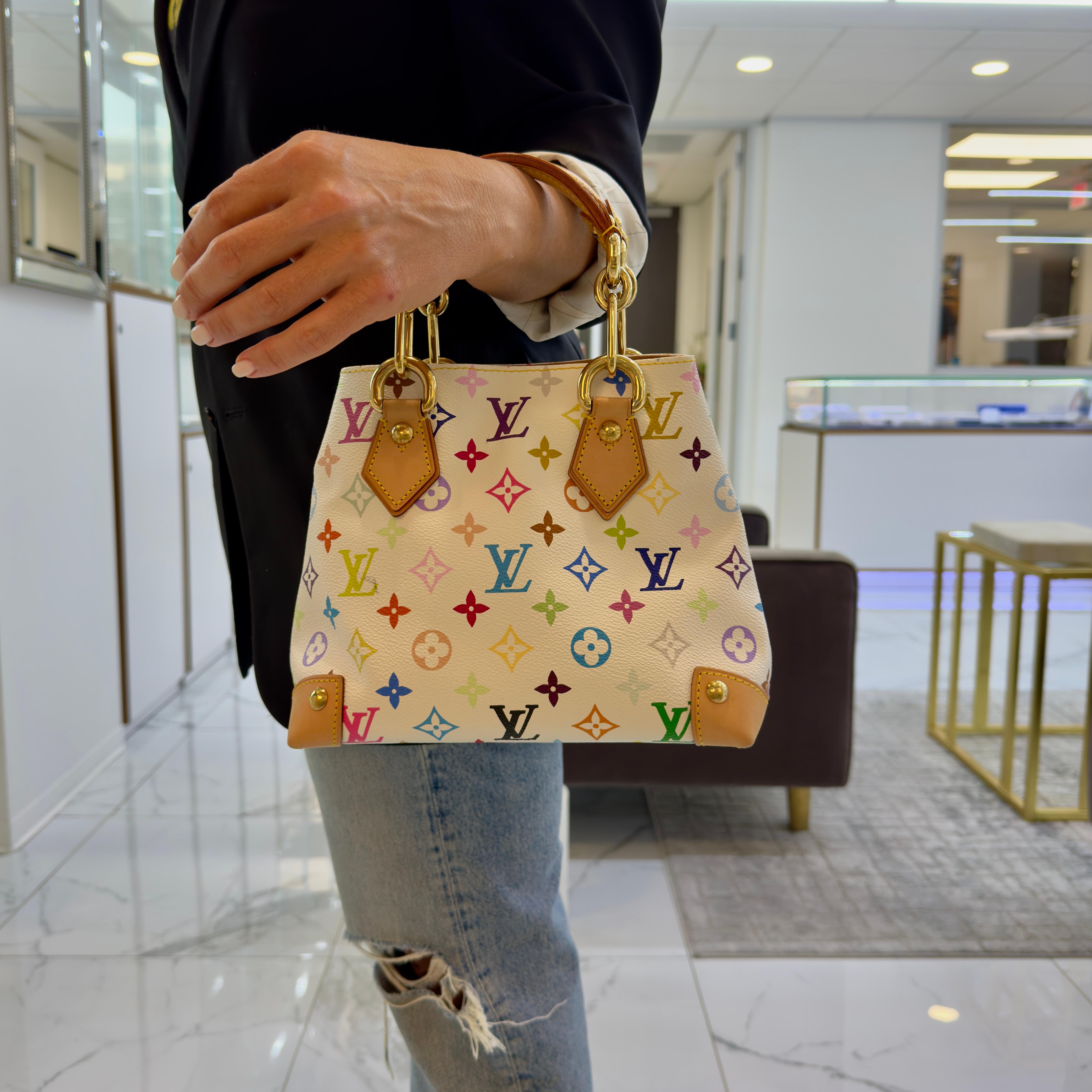 Vintage Louis Vuitton Monogram Multicolore Audra M40047 White Handbag For Sale 11