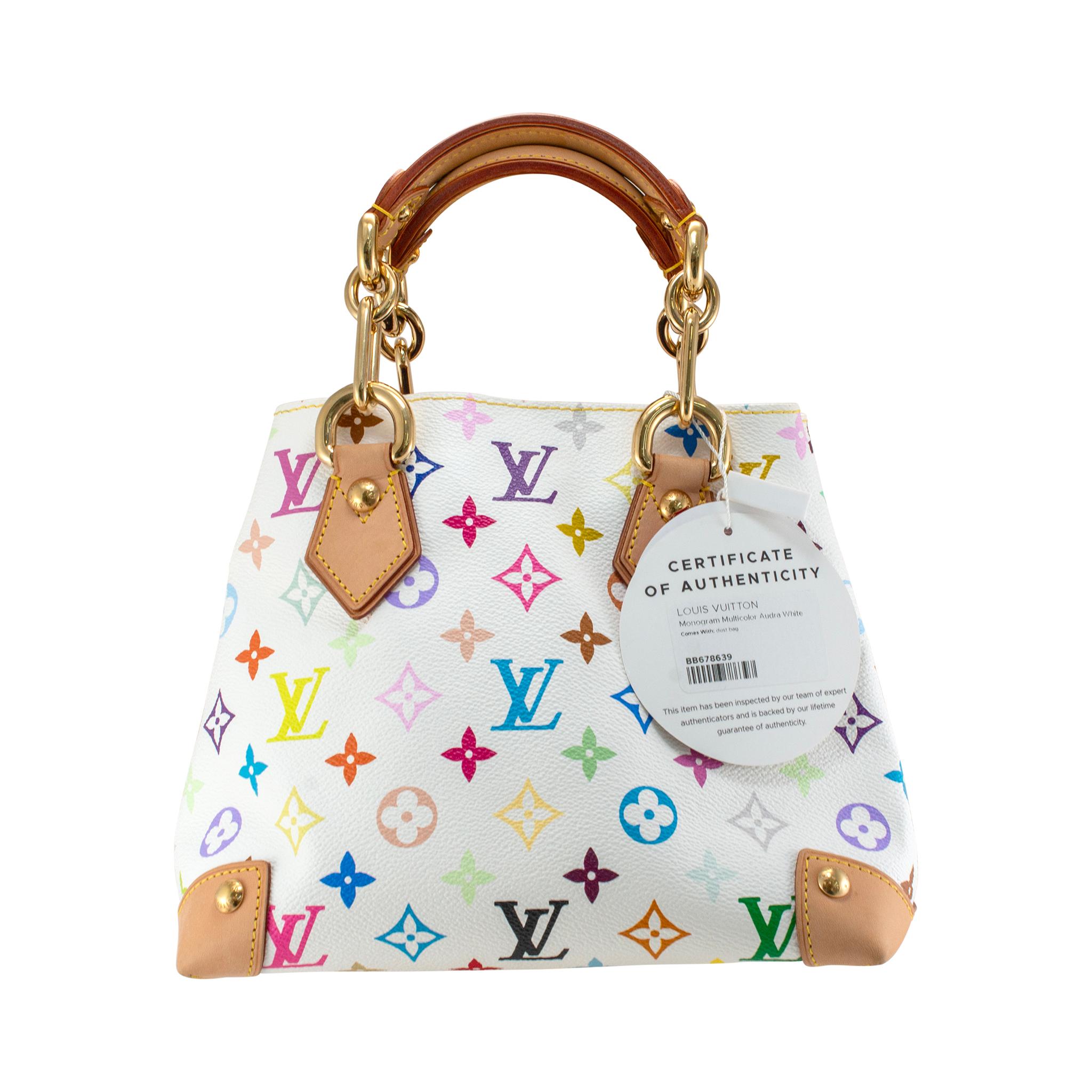 Vintage Louis Vuitton Monogram Multicolore Audra M40047 White Handbag For Sale 5