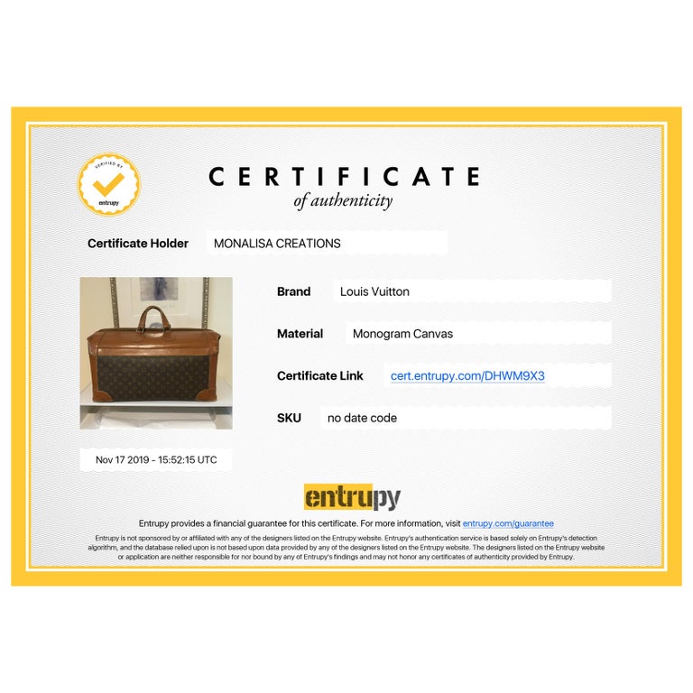 RARE Authentic LOUIS VUITTON City Steamer HOLOGRAM Certificate of  Authenticity