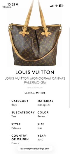 Vintage Louis Vuitton Palermo GM Tote Monogram Canvas Vachetta Leather 2010