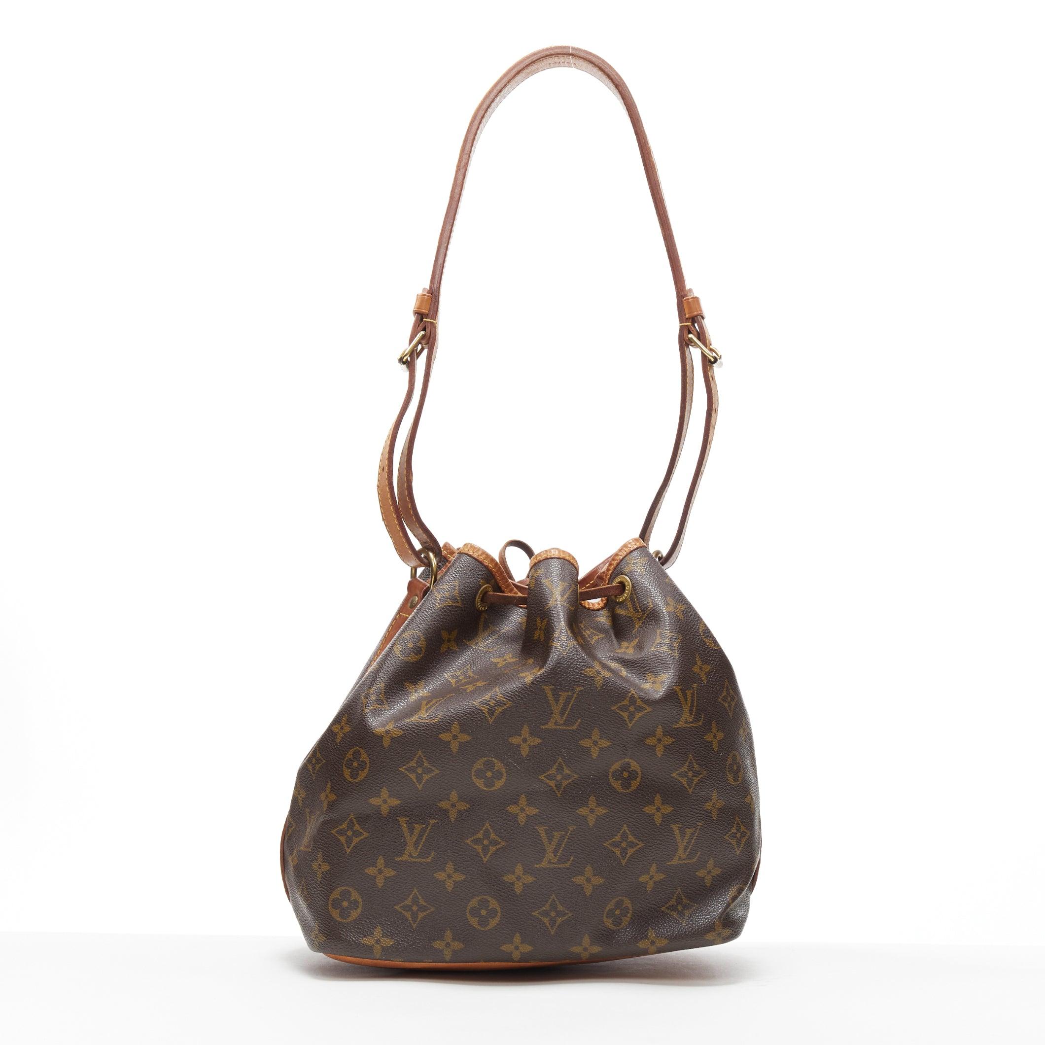 Women's vintage LOUIS VUITTON Petite Noe brown monogram canvas drawstring bucket bag