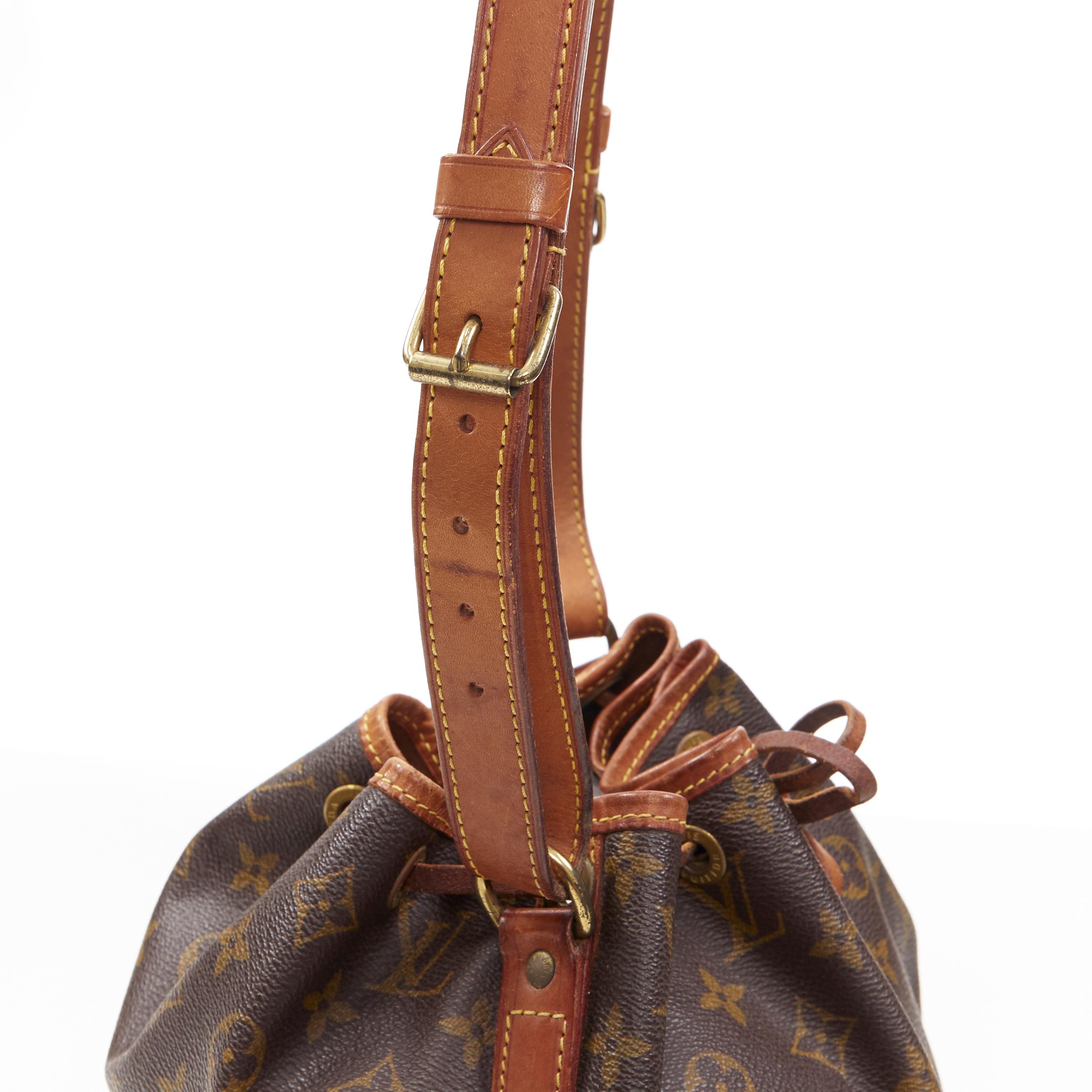 vintage LOUIS VUITTON Petite Noe brown monogram canvas drawstring bucket bag In Fair Condition In Hong Kong, NT