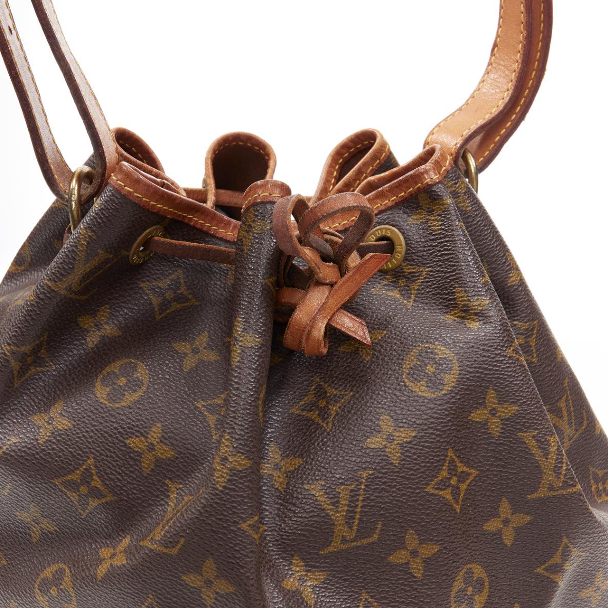 vintage LOUIS VUITTON Petite Noe brown monogram canvas drawstring bucket bag 2