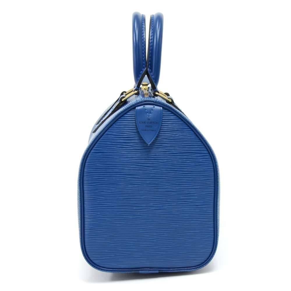 Women's Vintage Louis Vuitton Speedy 25 Blue Epi Leather City Hand Bag  For Sale