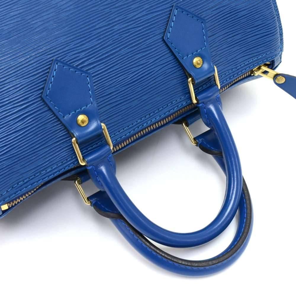 Vintage Louis Vuitton Speedy 25 Blue Epi Leather City Hand Bag  For Sale 2