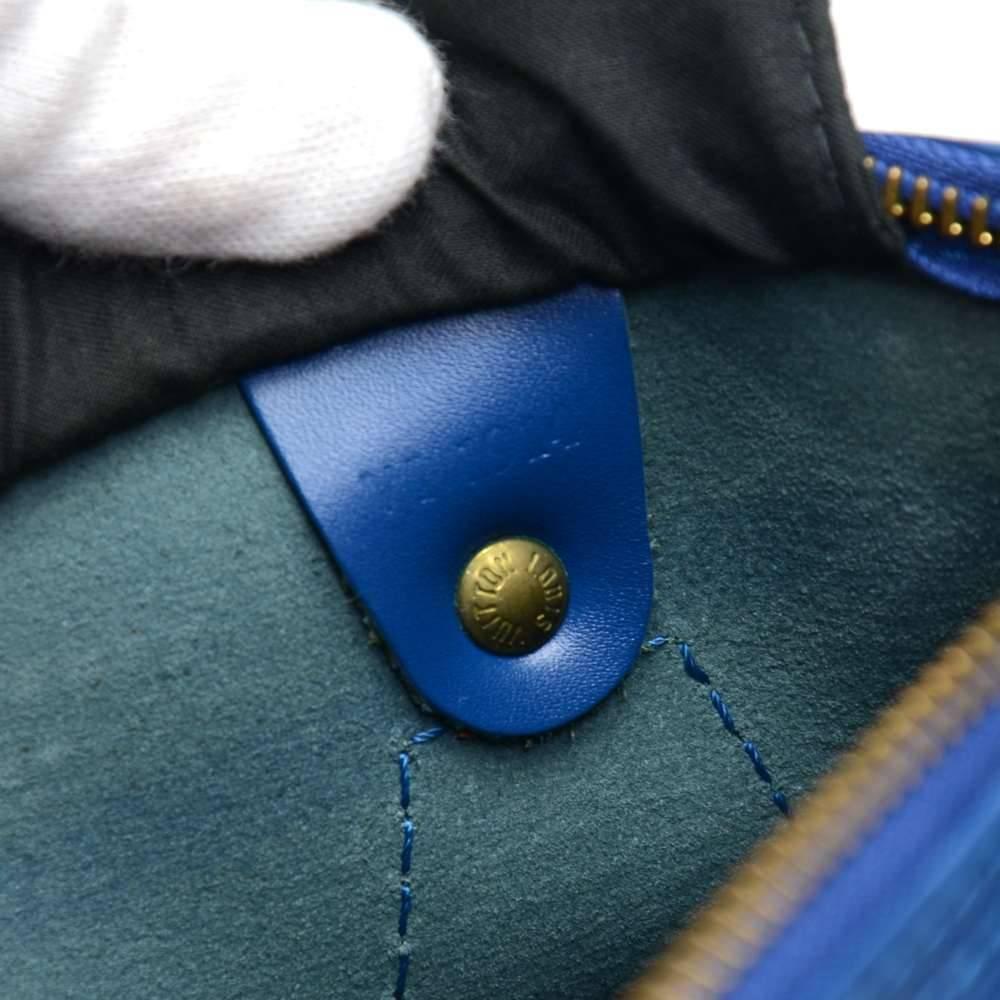 Vintage Louis Vuitton Speedy 25 Blue Epi Leather City Hand Bag  For Sale 4