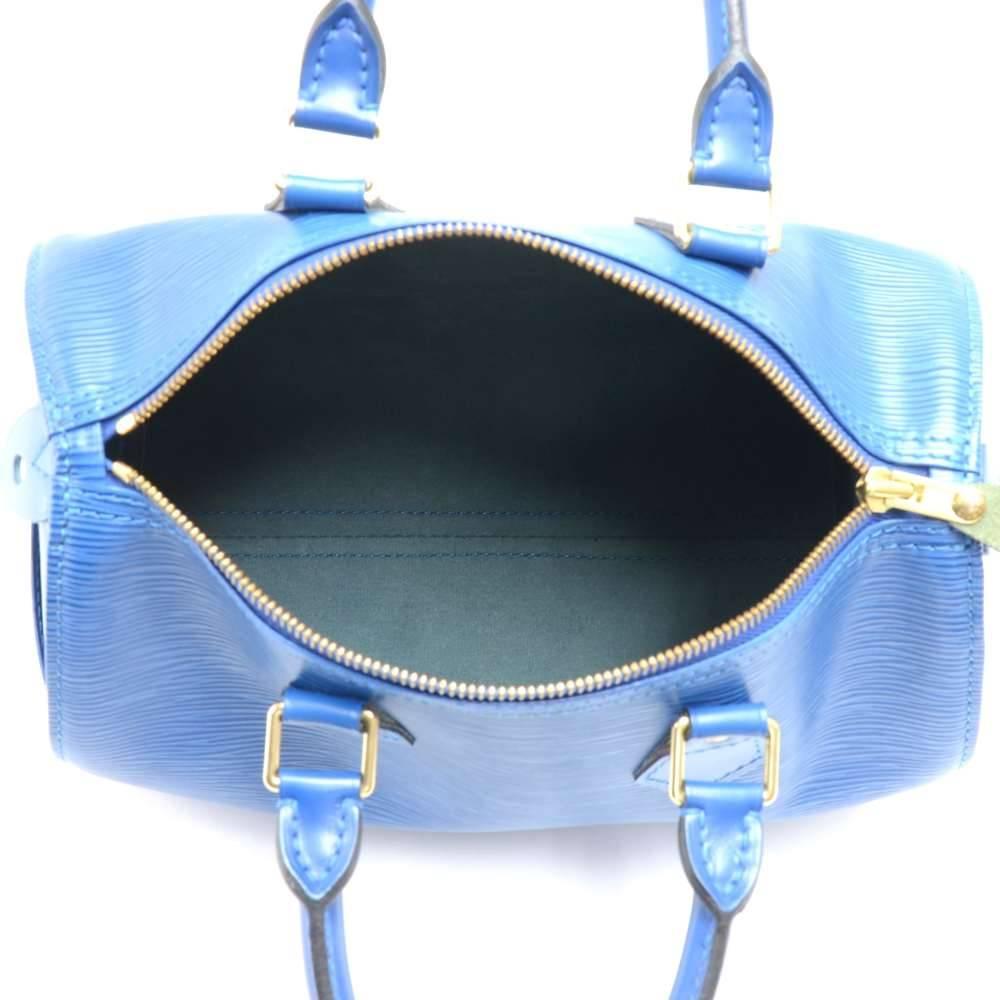 Vintage Louis Vuitton Speedy 25 Blue Epi Leather City Hand Bag  For Sale 5