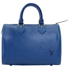Vintage Louis Vuitton Speedy 25 Blue Epi Leather City Hand Bag