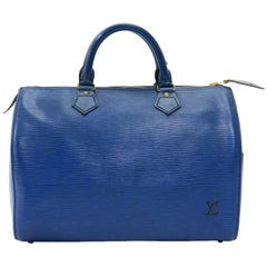 Vintage Louis Vuitton Speedy 30 Blue Epi Leather City Hand Bag