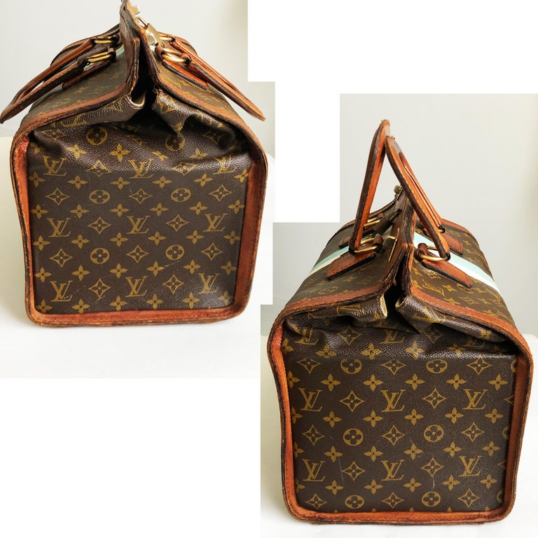 Vintage Louis Vuitton Steamer Bag Carry All Monogram Canvas 1950s Doctors Bag For Sale at 1stdibs