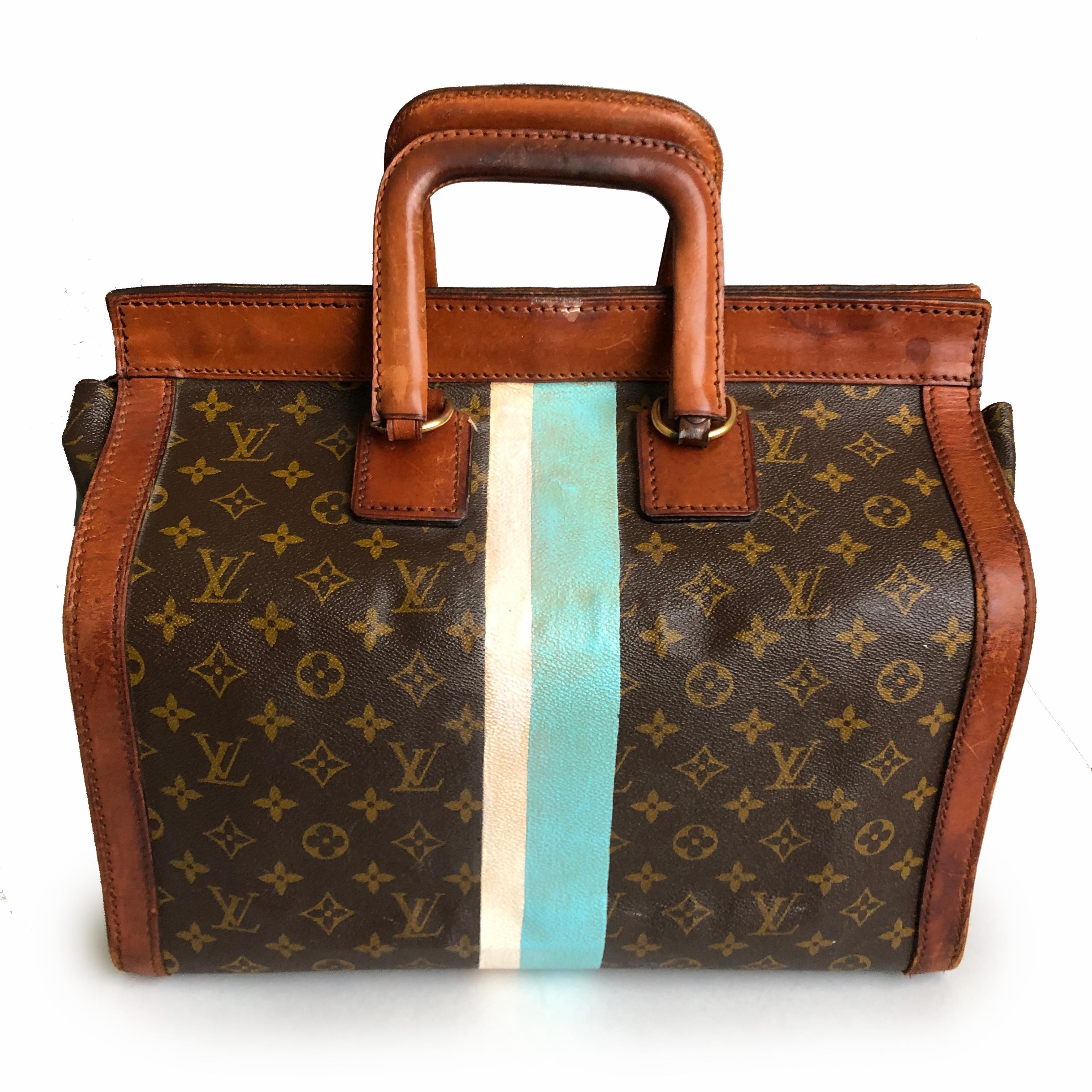 Brown Vintage Louis Vuitton Steamer Bag Carry All Monogram Canvas 1950s Doctors Bag