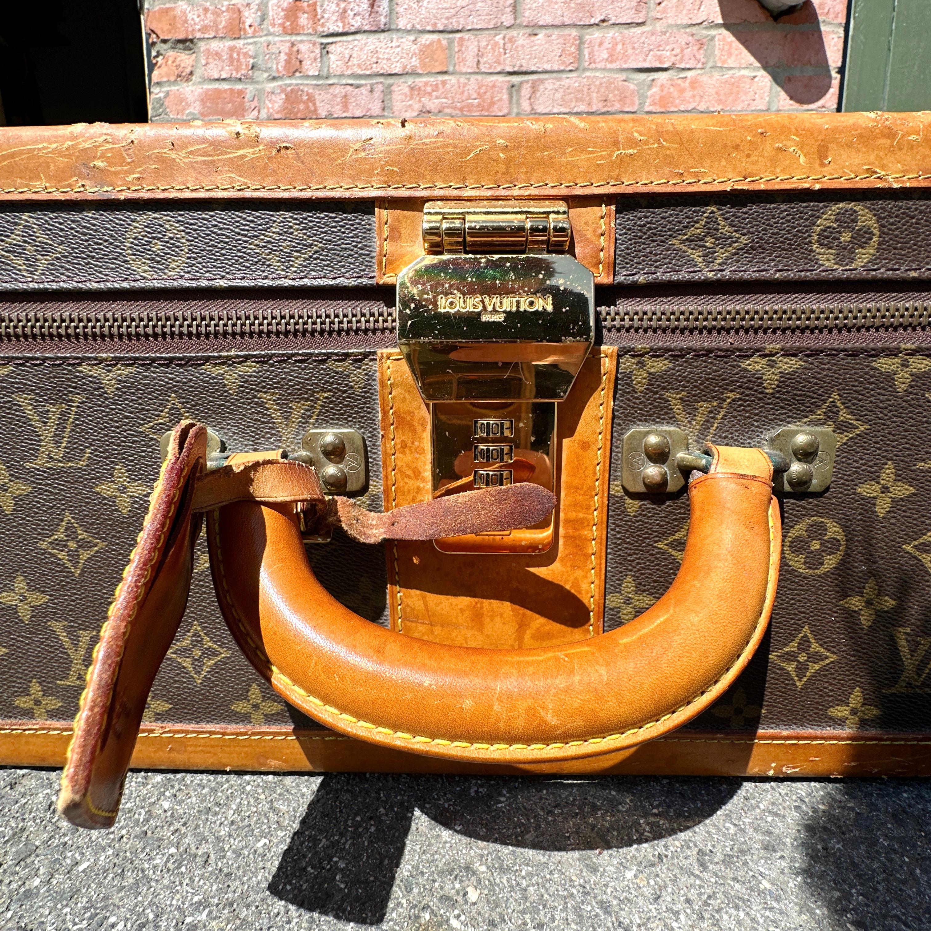 Leather Vintage Louis Vuitton Stratos 70 Secret Lock Suitcase For Sale