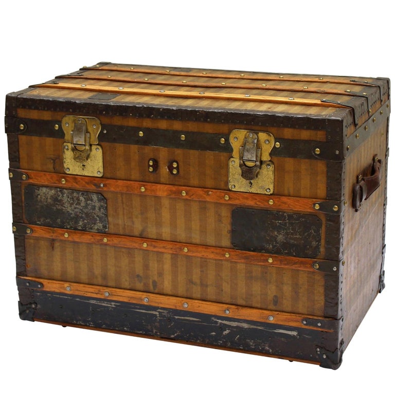 Vintage Louis Vuitton Striped Rayee Trunk For Sale at 1stdibs