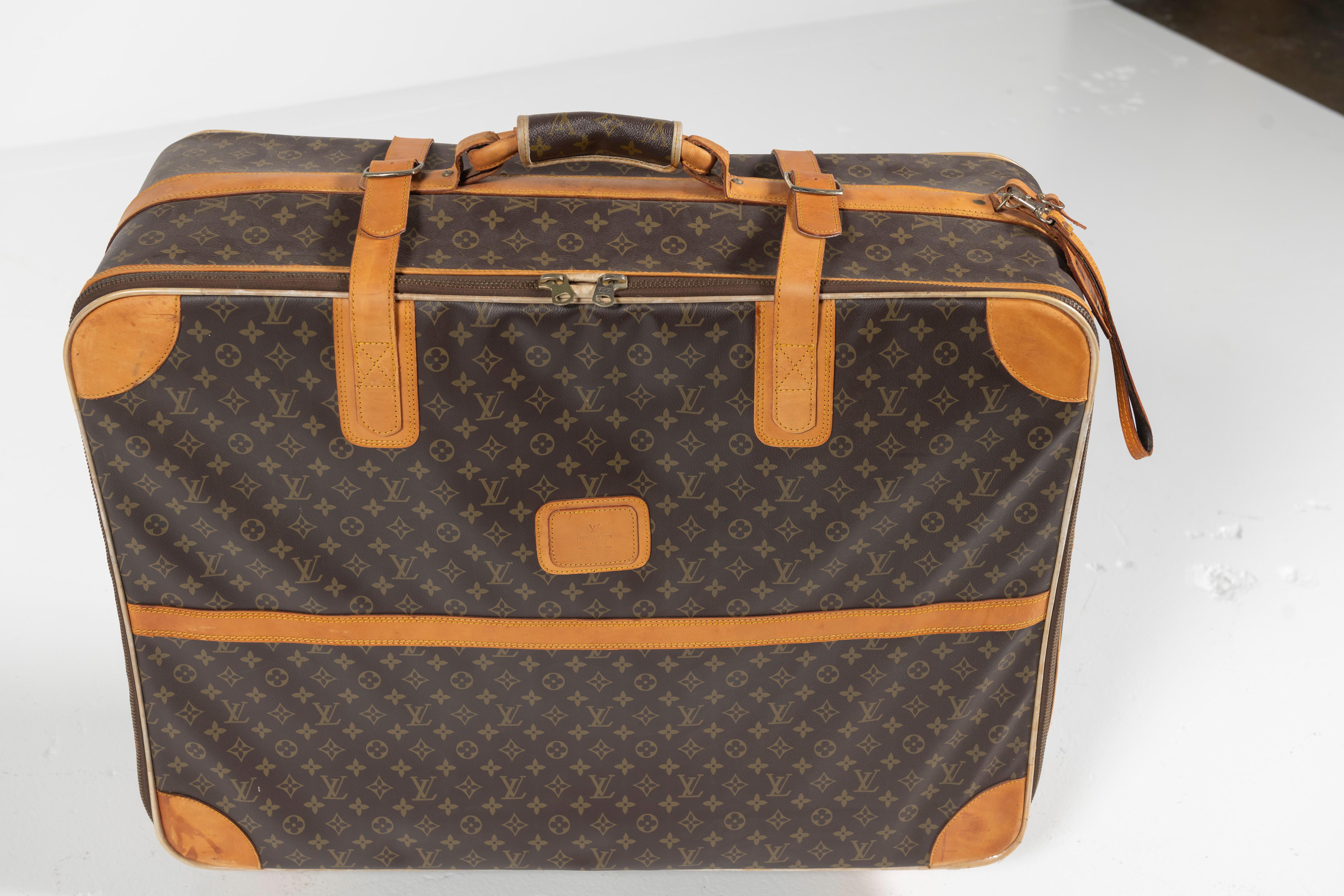 Brass Vintage Louis Vuitton Suitcase, Monogrammed Coated Canvas, Large-Sized For Sale