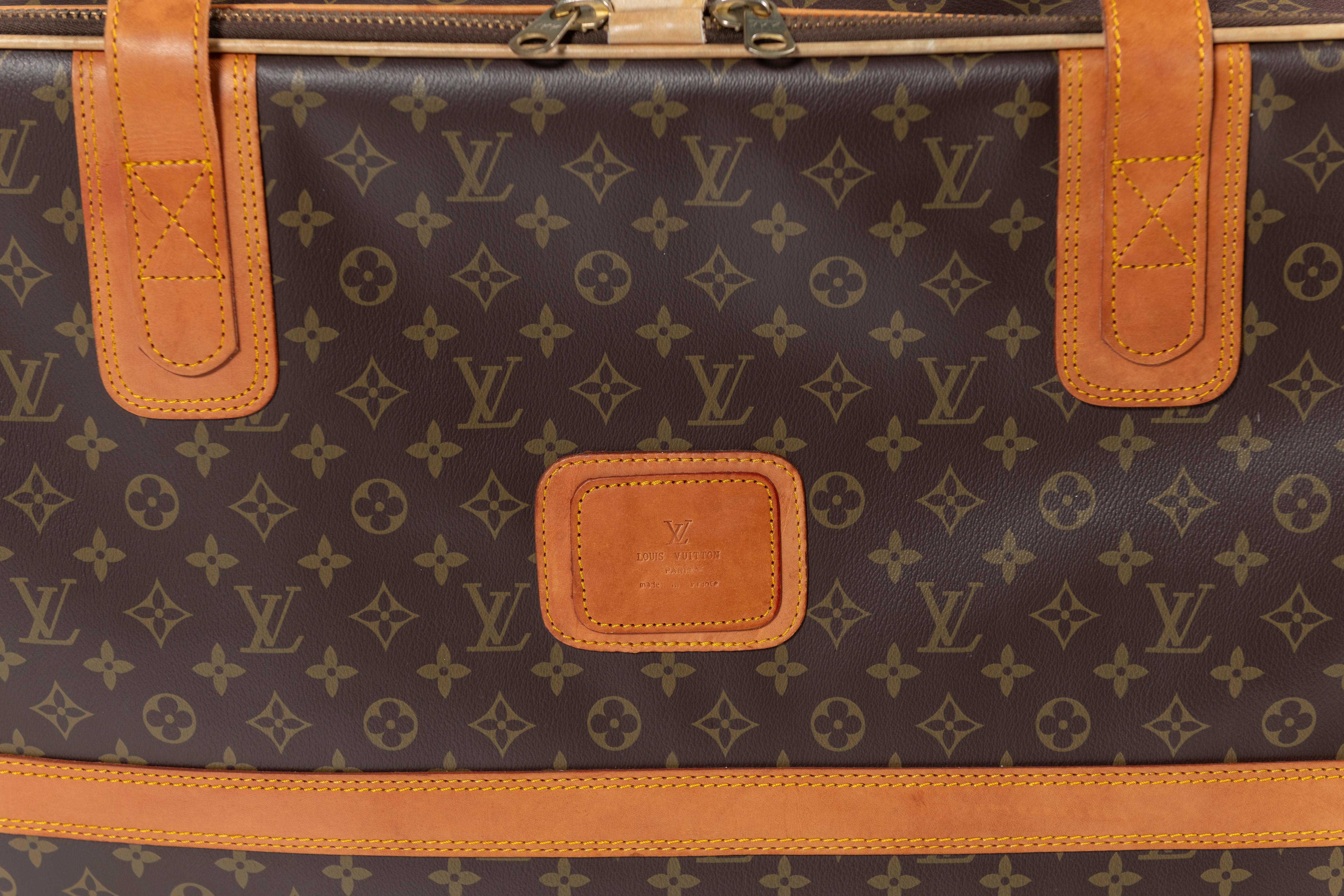 French Vintage Louis Vuitton Suitcase, Monogrammed Coated Canvas, Medium-Sized For Sale