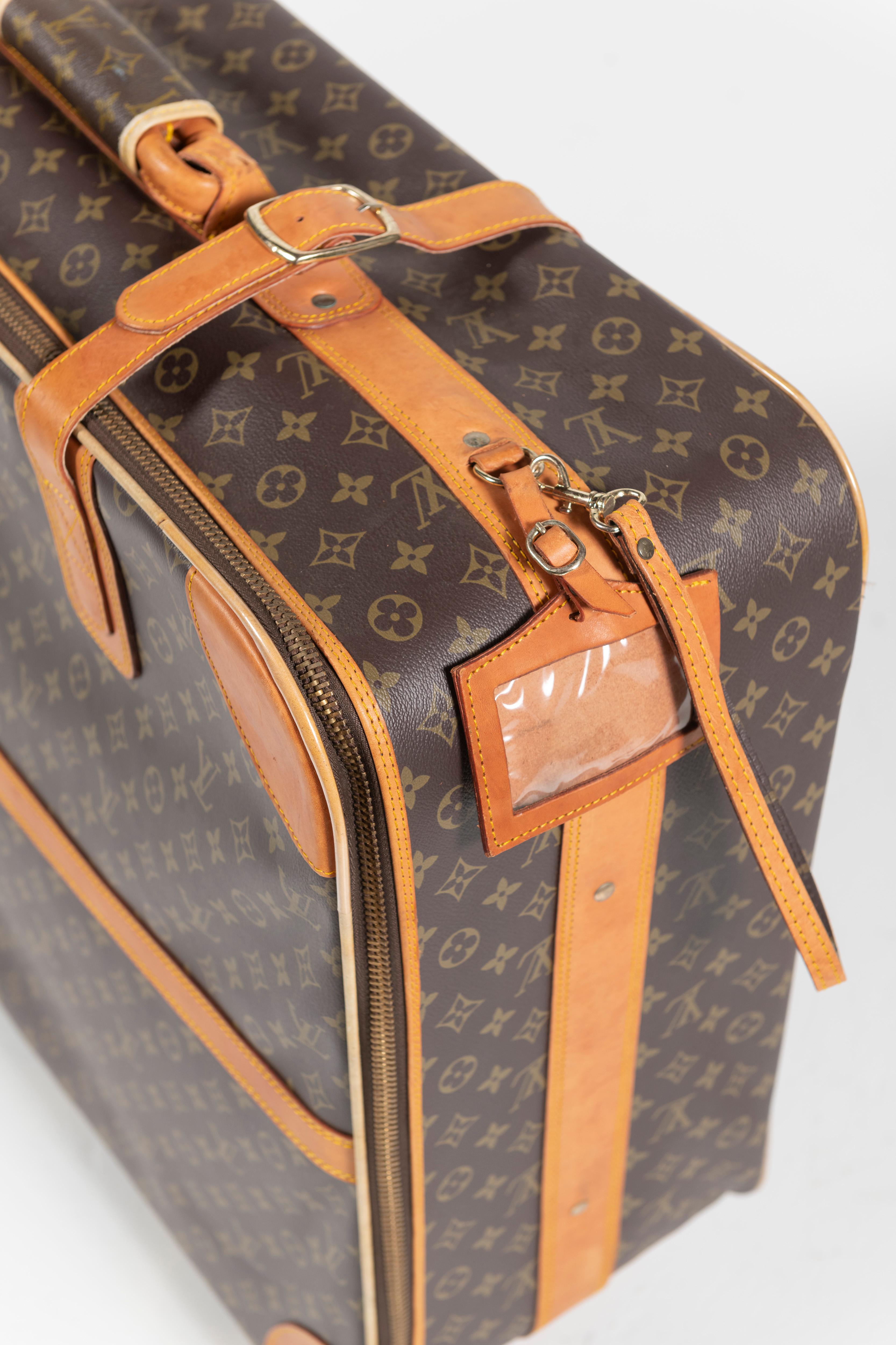 20th Century Vintage Louis Vuitton Suitcase, Monogrammed Coated Canvas, Medium-Sized For Sale
