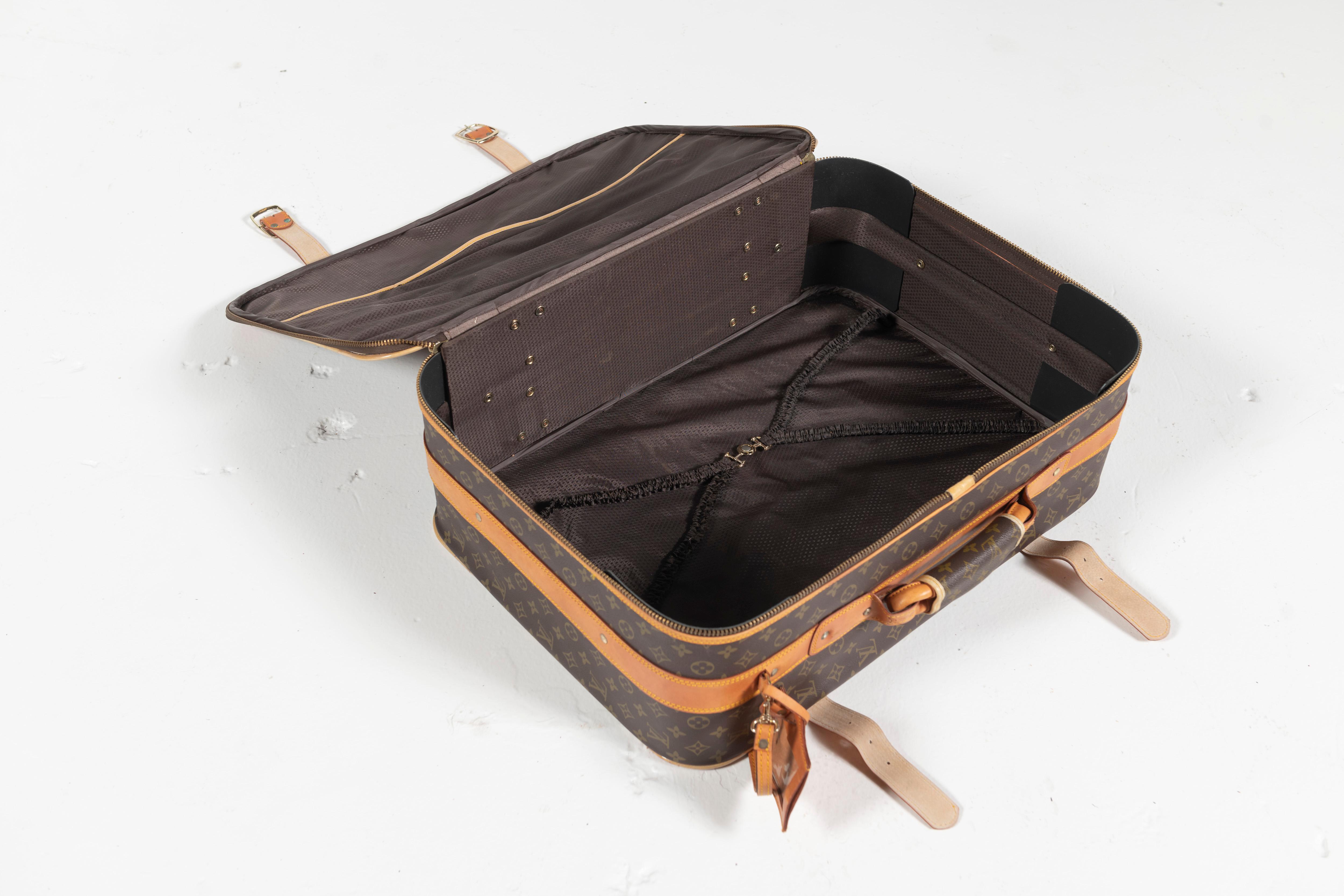 French Vintage Louis Vuitton Suitcase, Monogrammed Coated Canvas, Small-Sized For Sale