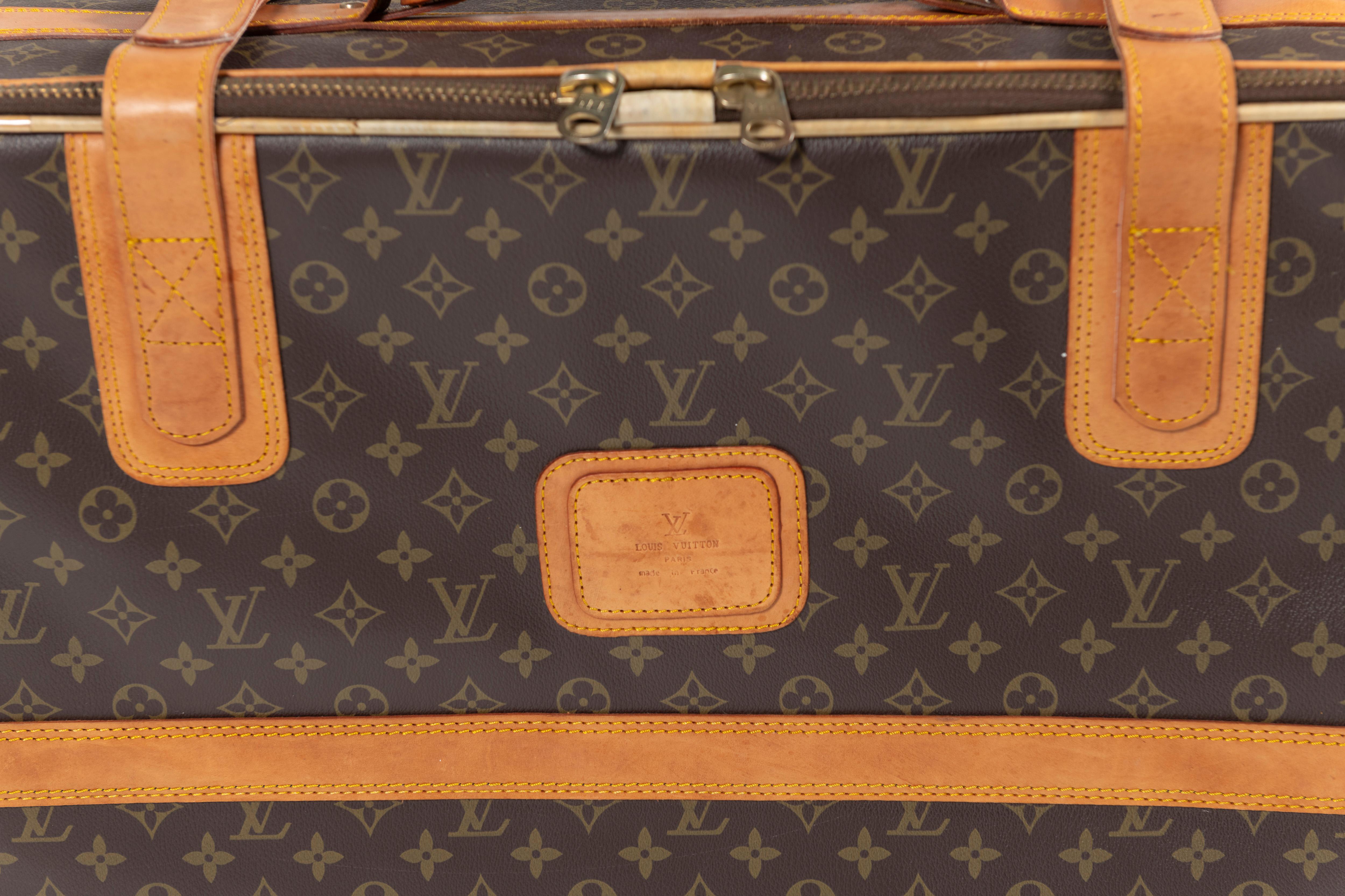 Brass Vintage Louis Vuitton Suitcase, Monogrammed Coated Canvas, Small-Sized For Sale