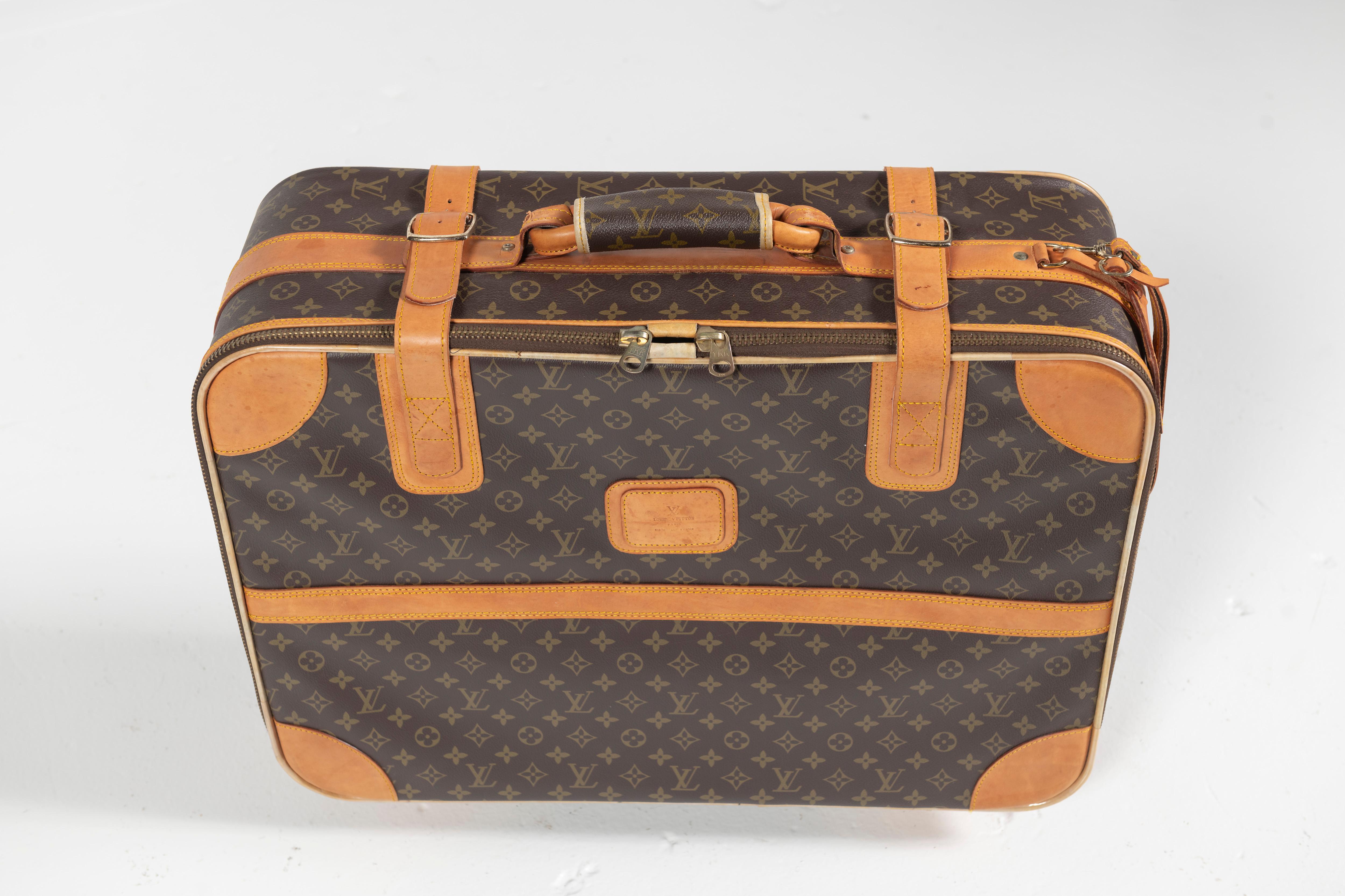 20th Century Vintage Louis Vuitton Suitcase, Monogrammed Coated Canvas, Small-Sized For Sale