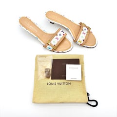 Vintage Louis Vuitton Takashi Murakami LV Monogram Kitten Heel Mules 39