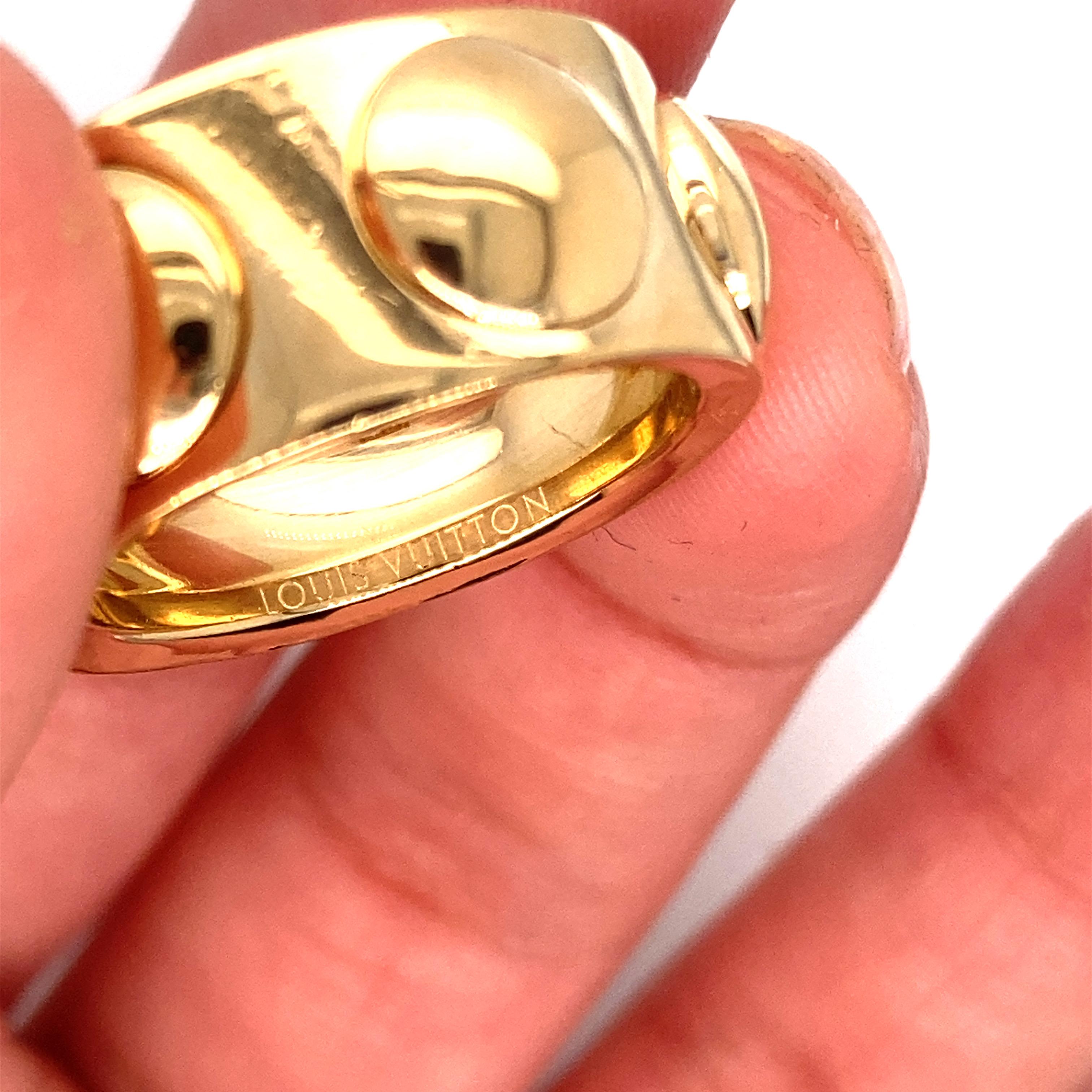 Vintage Louis Vuitton Thick Statement Gold Ring For Sale 2
