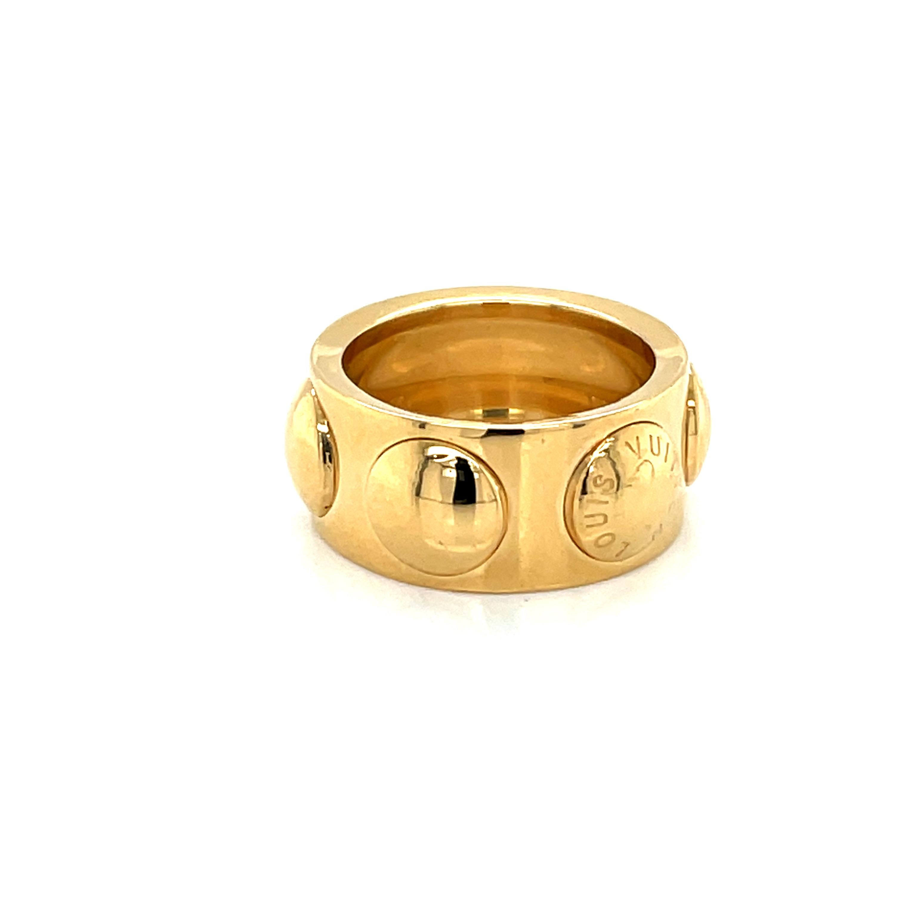 Modern Vintage Louis Vuitton Thick Statement Gold Ring For Sale