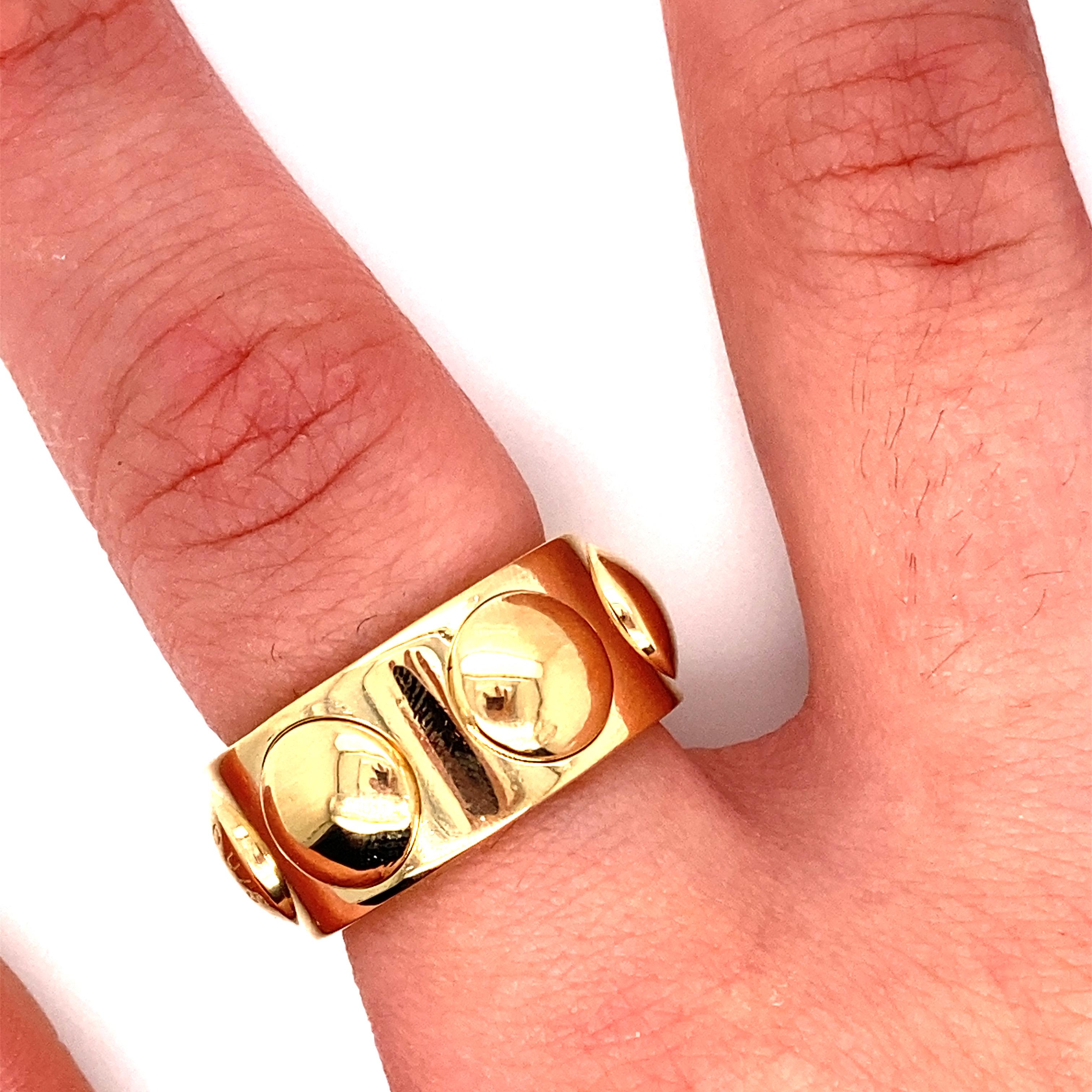 Vintage Louis Vuitton Thick Statement Gold Ring In Good Condition For Sale In Boston, MA