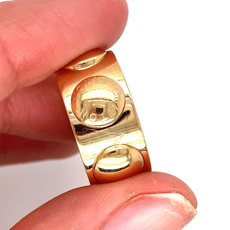 Vintage Louis Vuitton Thick Statement Gold Ring For Sale at