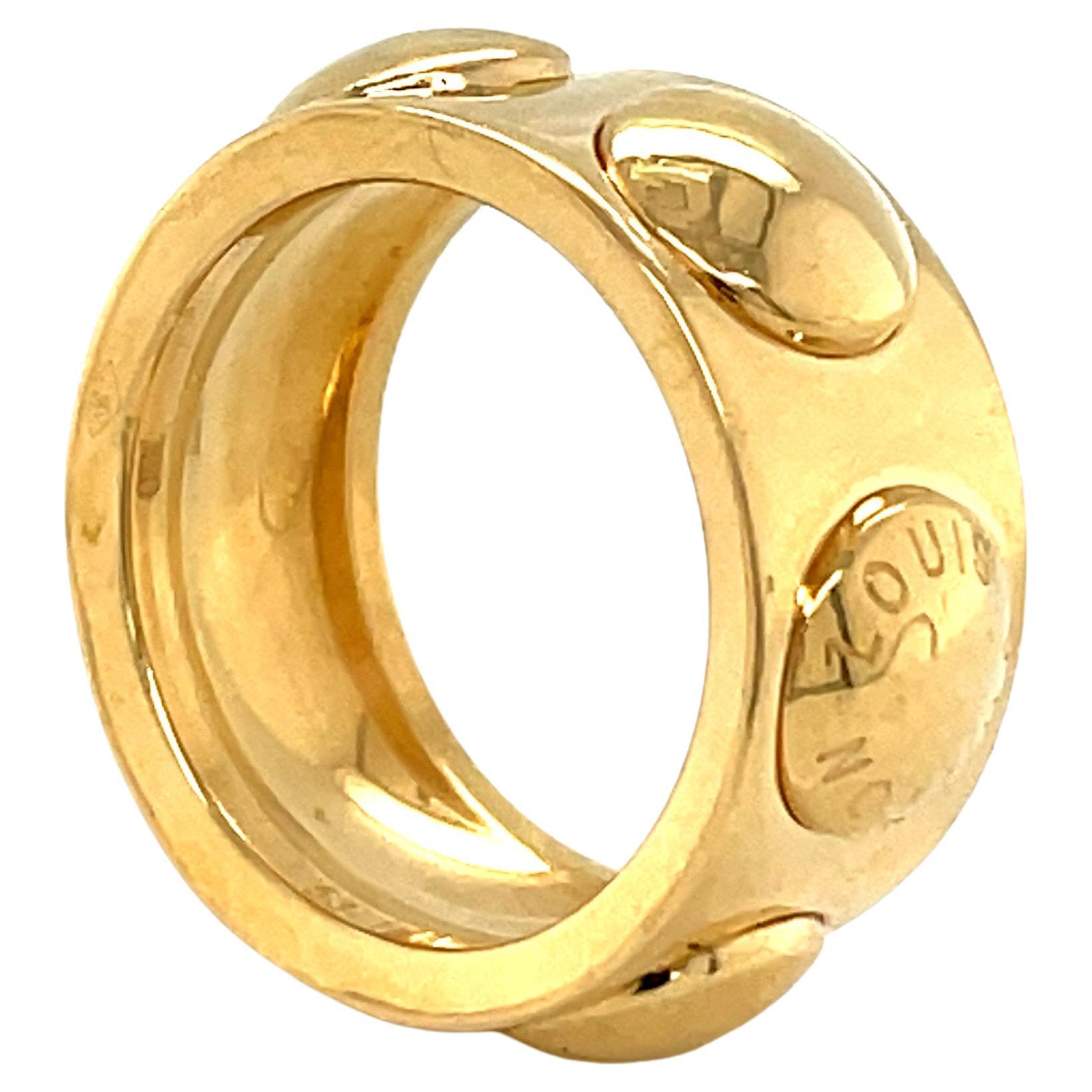Vintage Louis Vuitton Thick Statement Gold Ring For Sale at 1stDibs