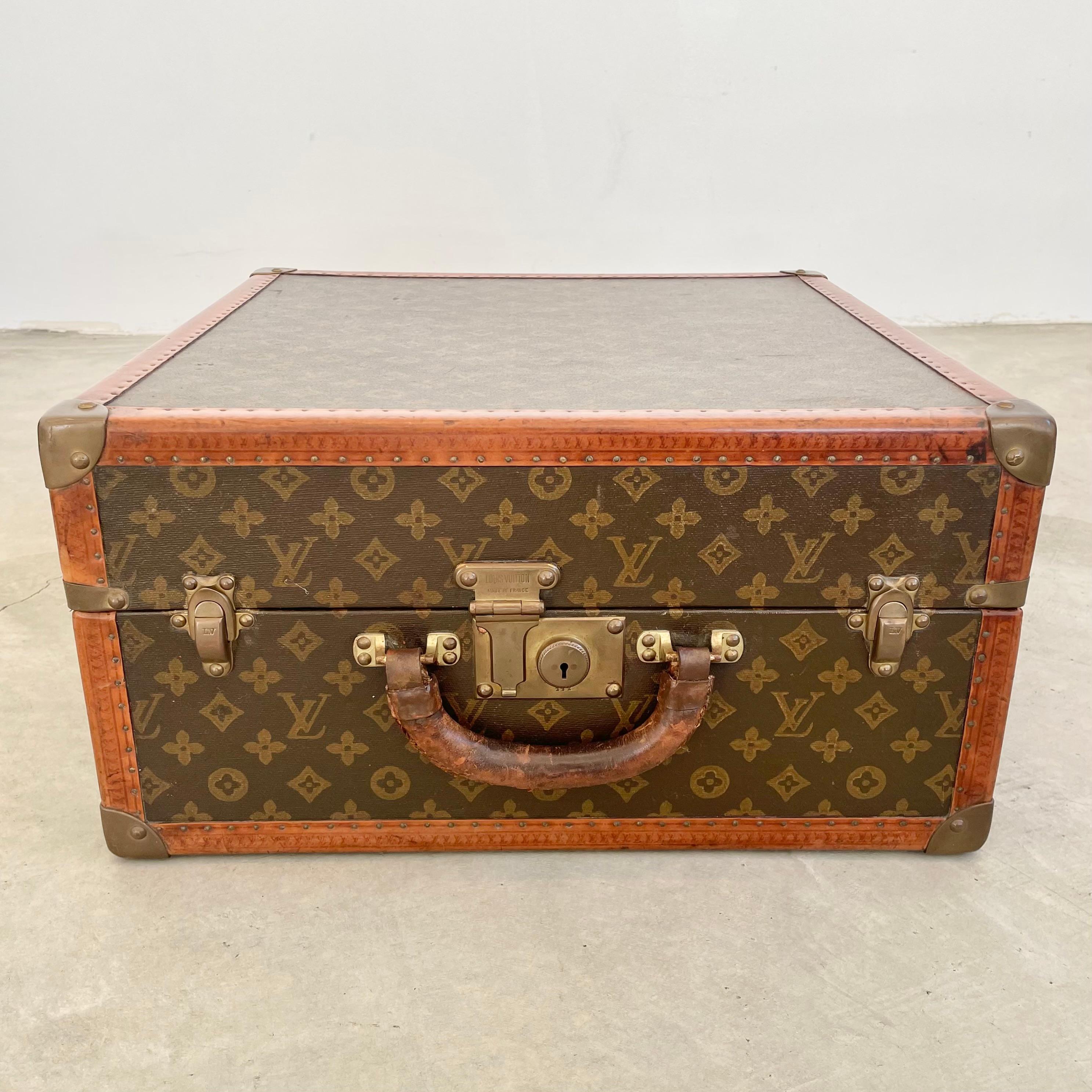 Custom vintage Louis Vuitton trunk from the 1940s. Stunning display piece with irregular shape/opening. Perfect for storing papers, books or small items for trips or in the house. Case has 