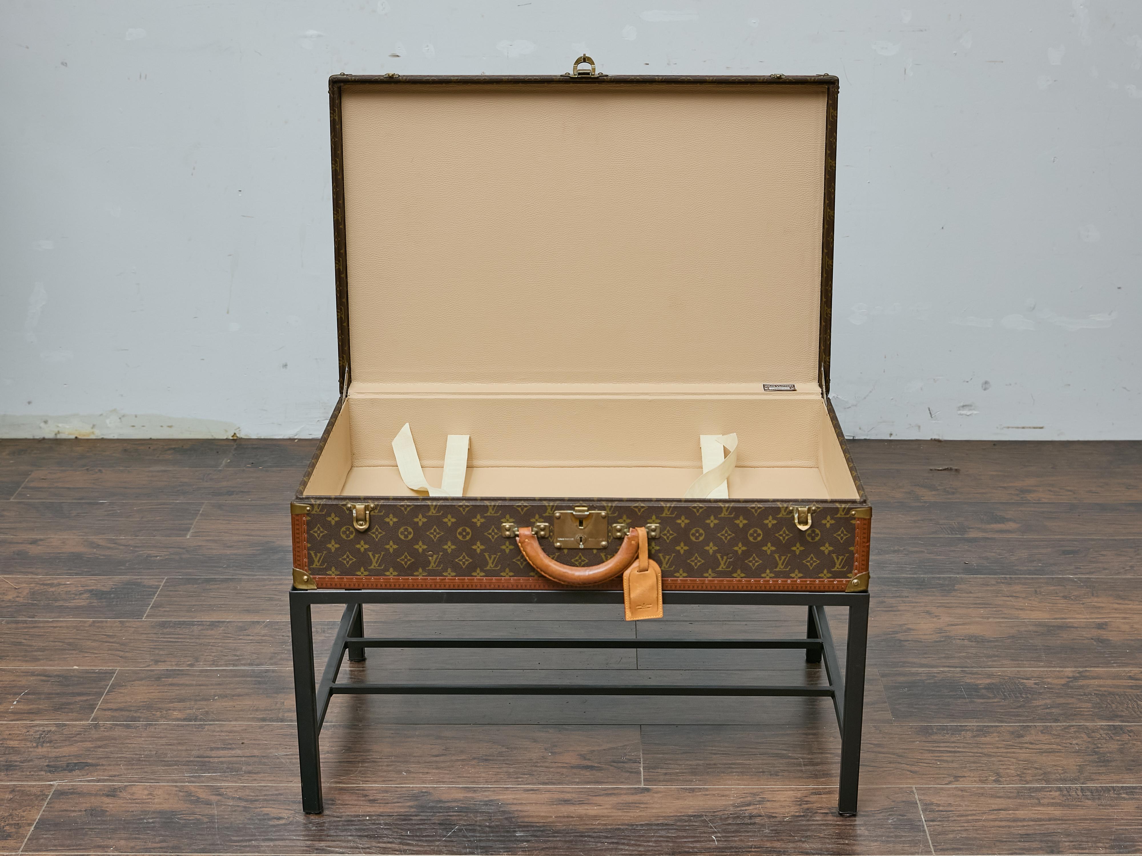 Vintage Louis Vuitton Trunk Made into Coffee Table with Custom Base For Sale 4