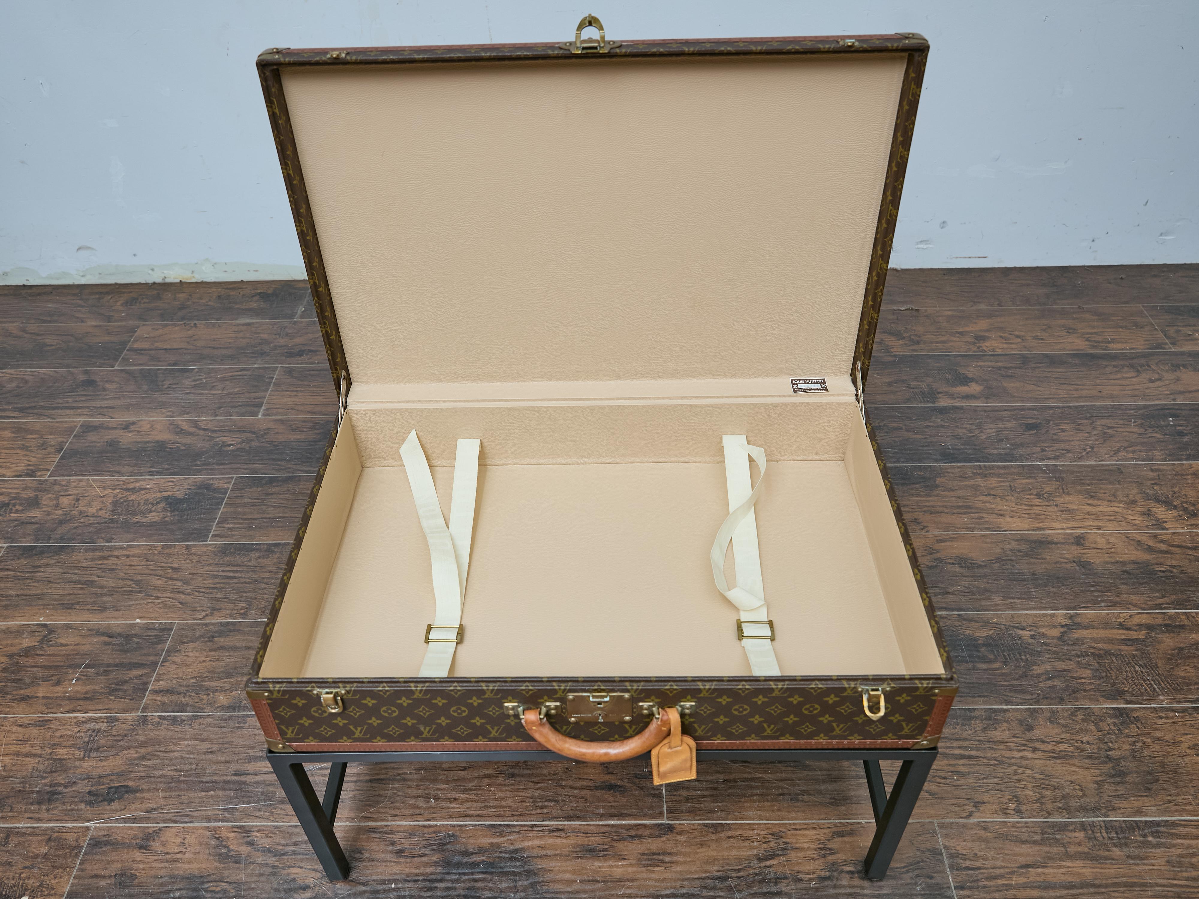 Vintage Louis Vuitton Trunk Made into Coffee Table with Custom Base For Sale 5