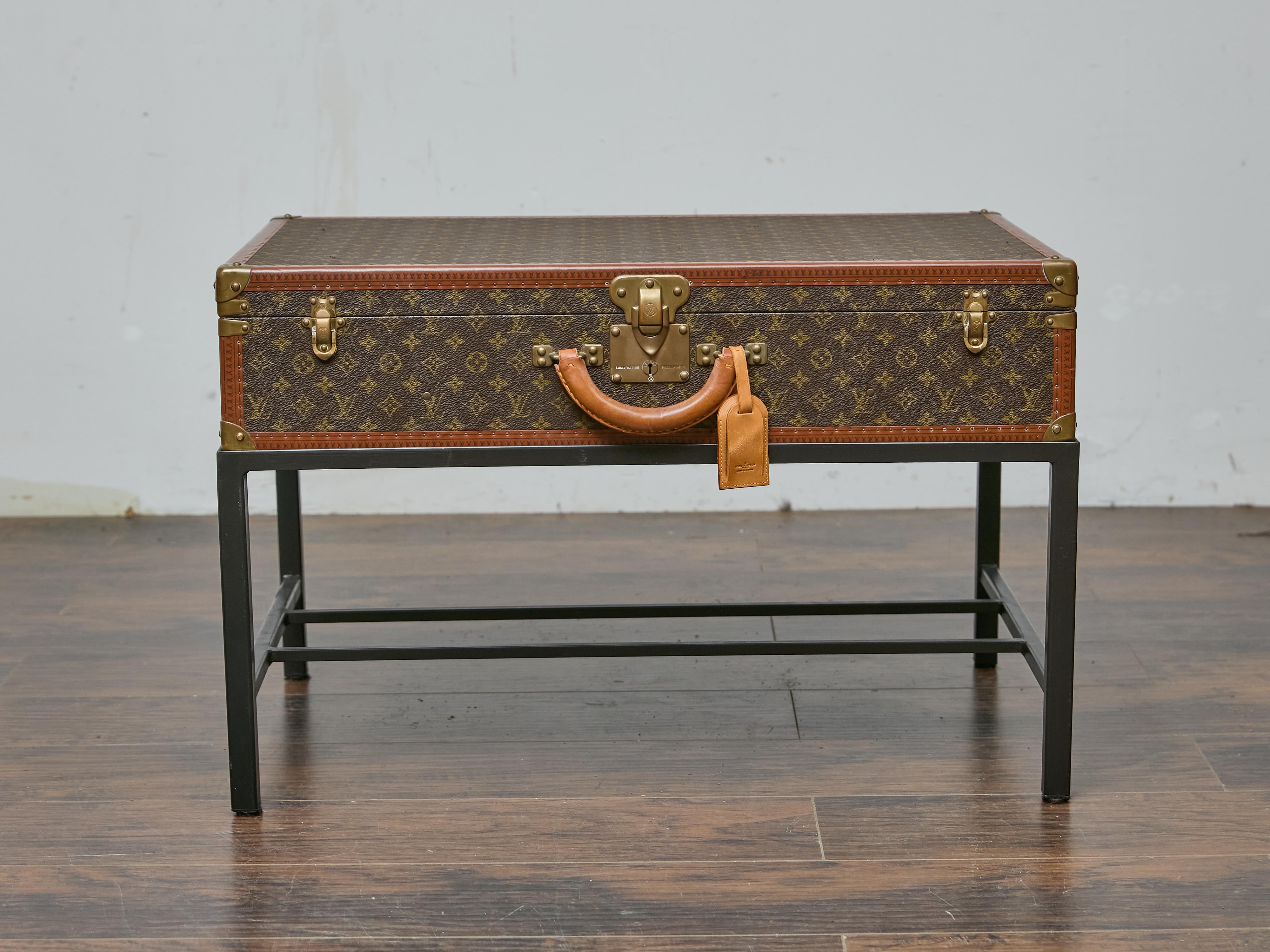 Vintage Louis Vuitton Trunk Made into Coffee Table with Custom Base For Sale 7