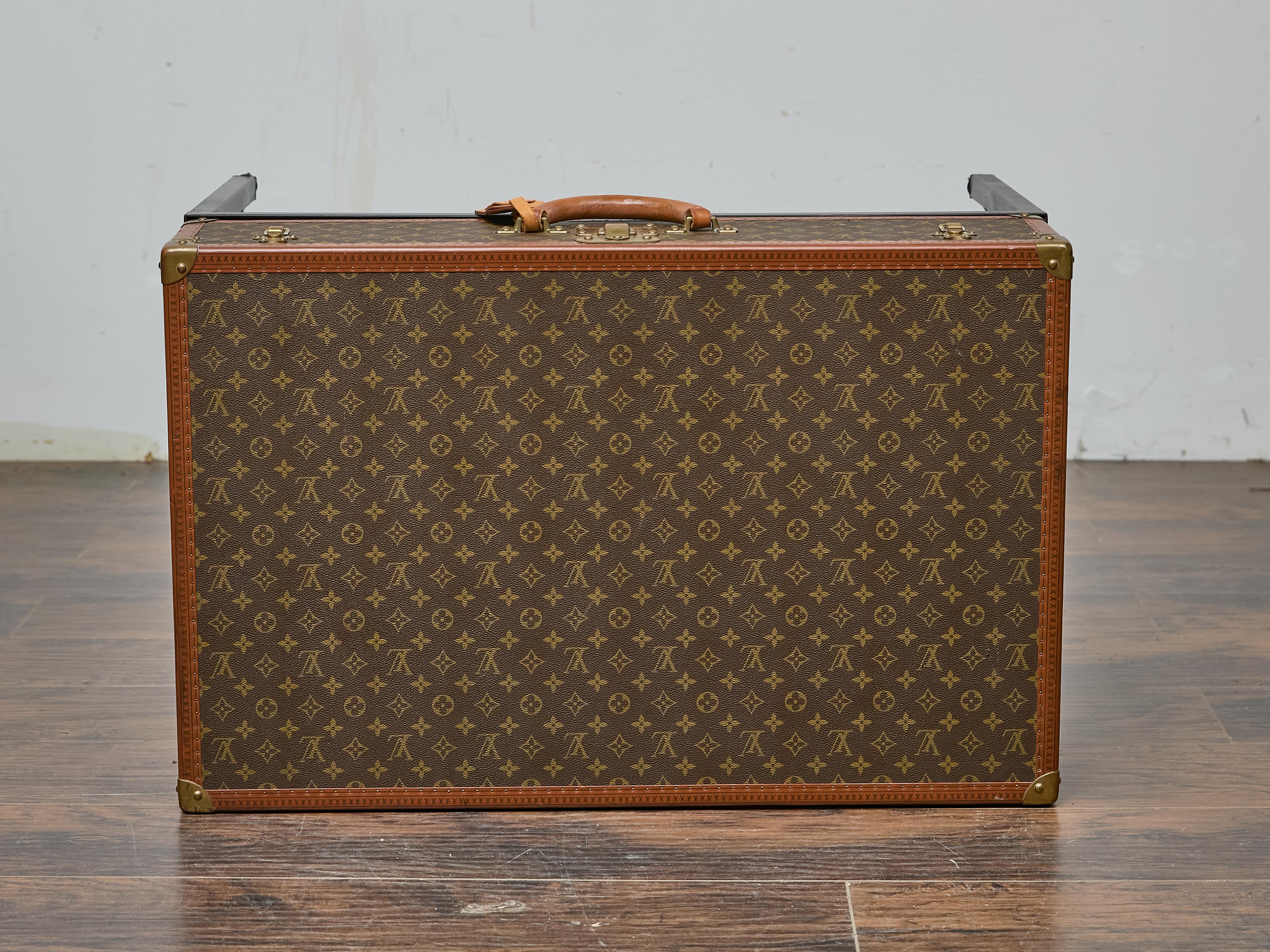 Vintage Louis Vuitton Trunk Made into Coffee Table with Custom Base For Sale 1