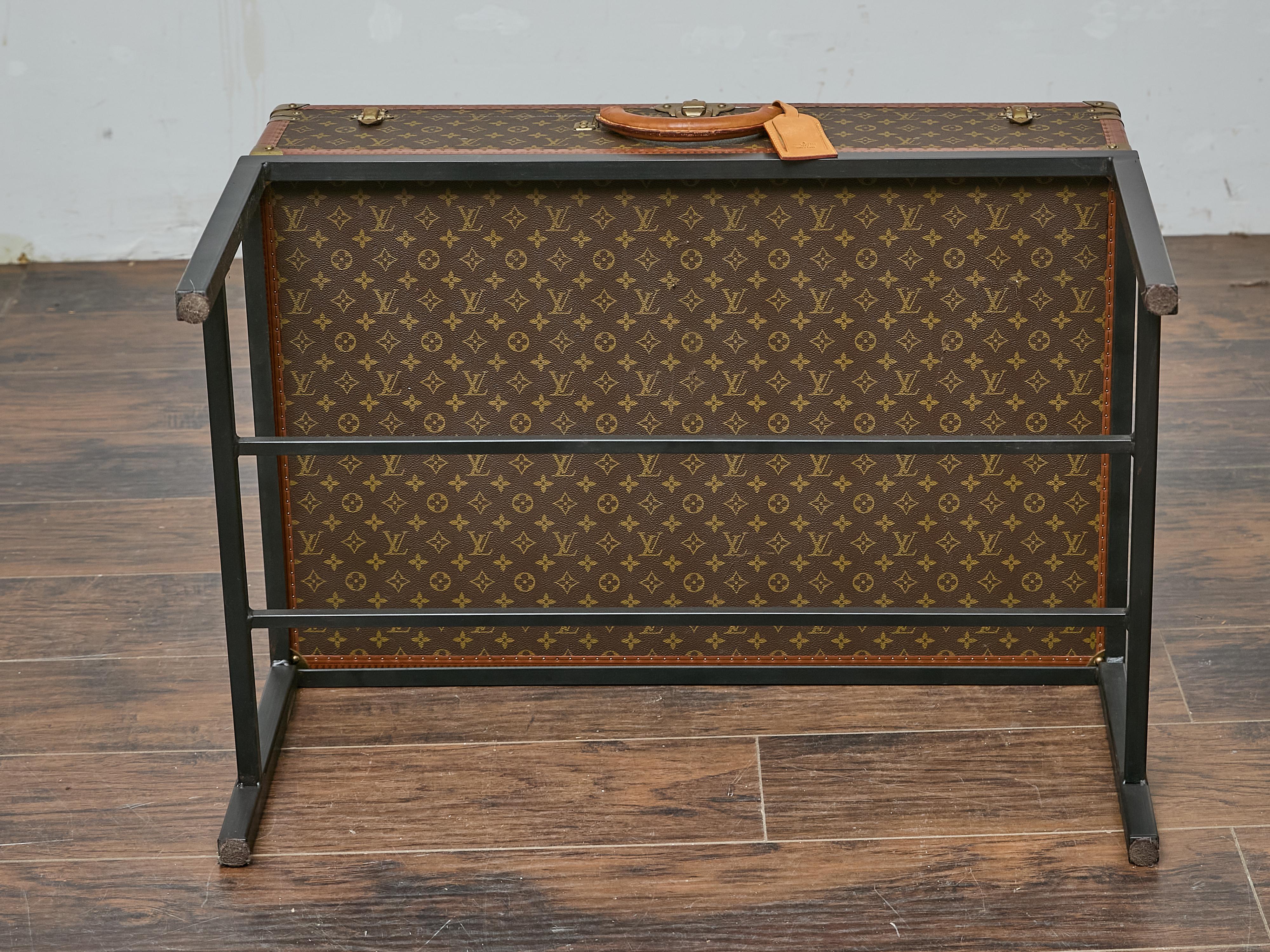 Vintage Louis Vuitton Trunk Made into Coffee Table with Custom Base For Sale 3