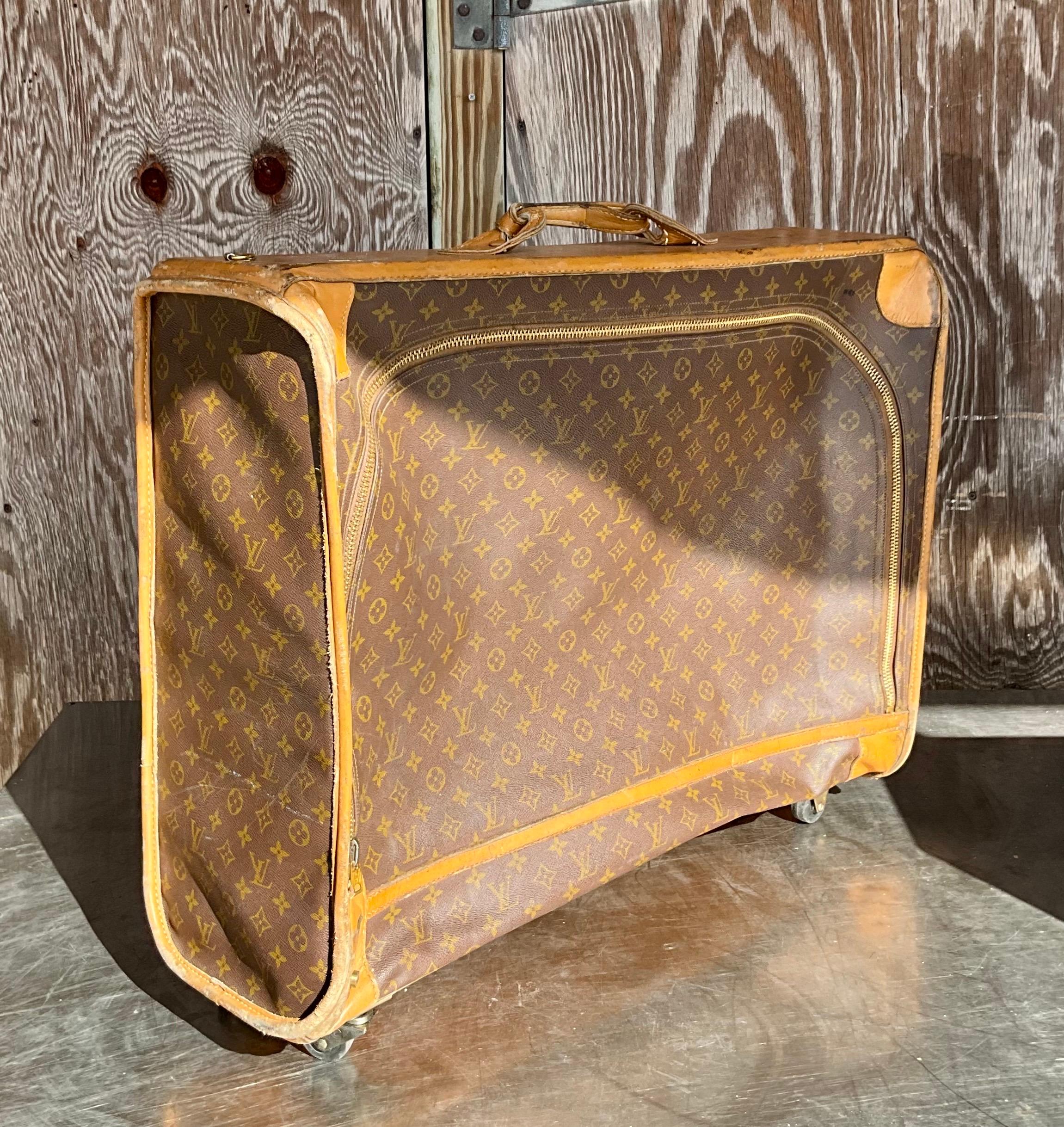 Brown Vintage Louis Vuitton XL Trunk with Wheels For Sale