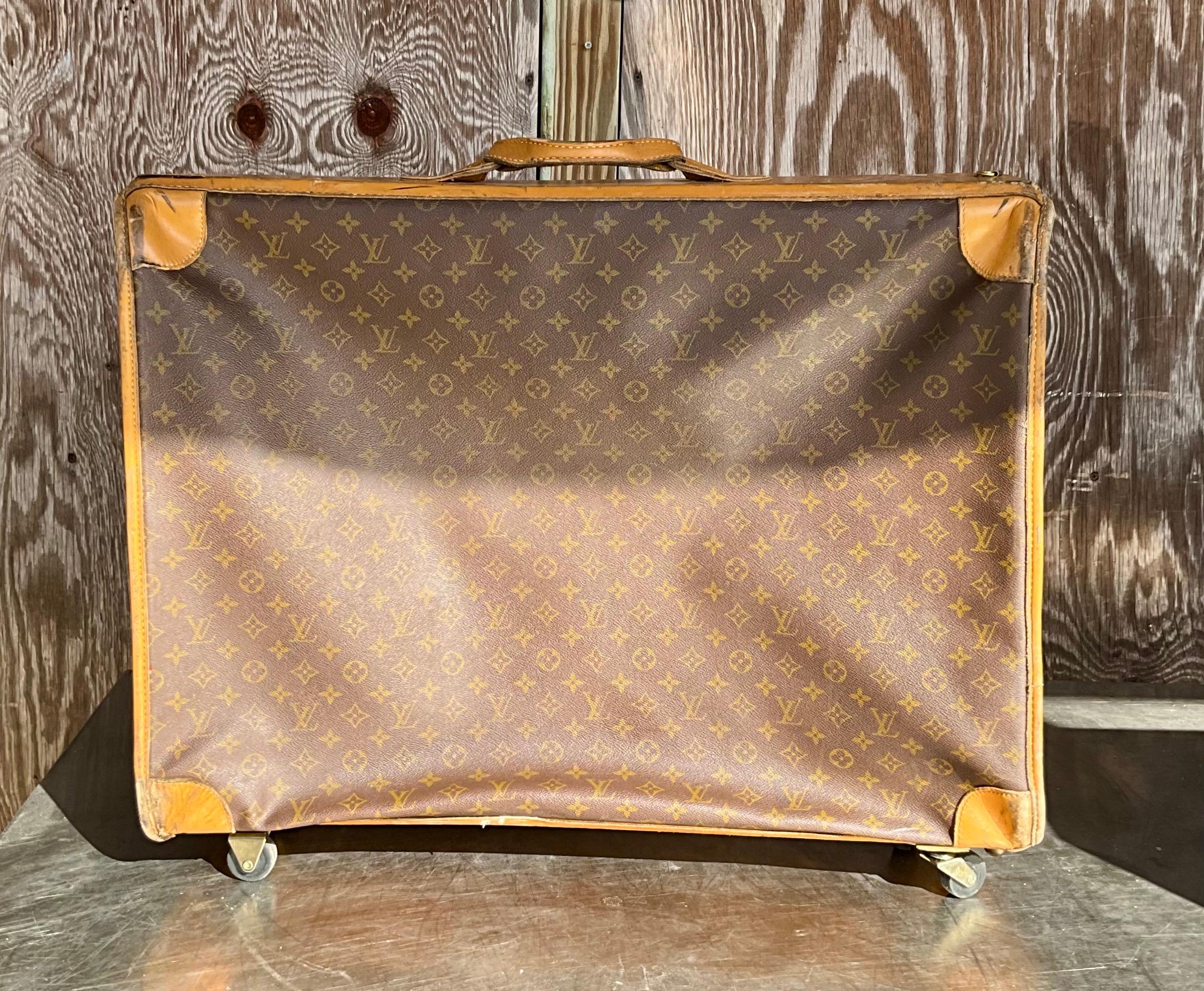 Vintage Louis Vuitton XL Trunk with Wheels In Good Condition For Sale In Lake Worth Beach, FL