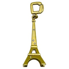Vintage Louis Vuitton Yellow Gold and Diamond Eiffel Tower Charm Pendant 