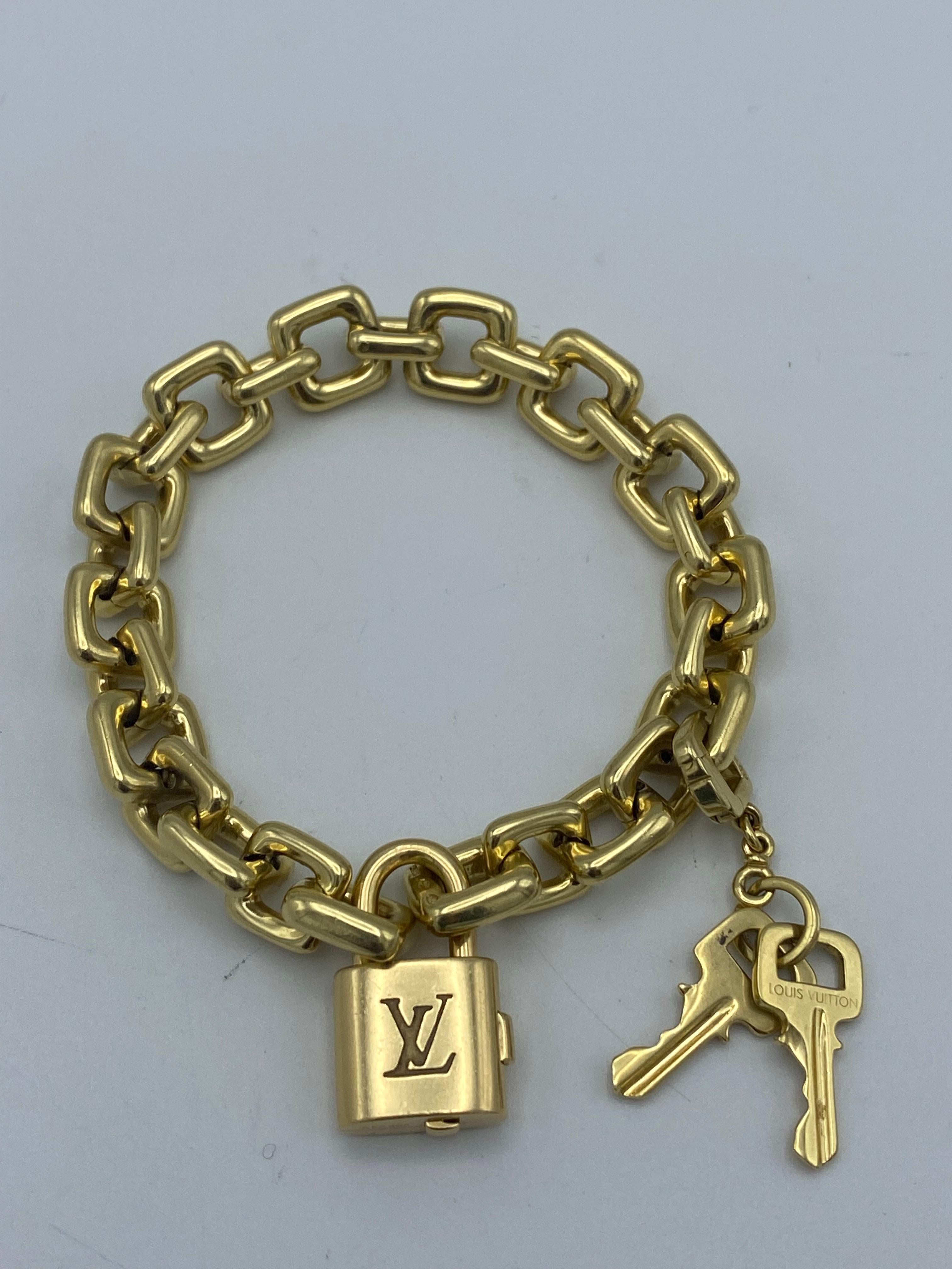 Vintage Louis Vuitton Yellow Gold Link Bracelet w/ Charms For Sale at ...