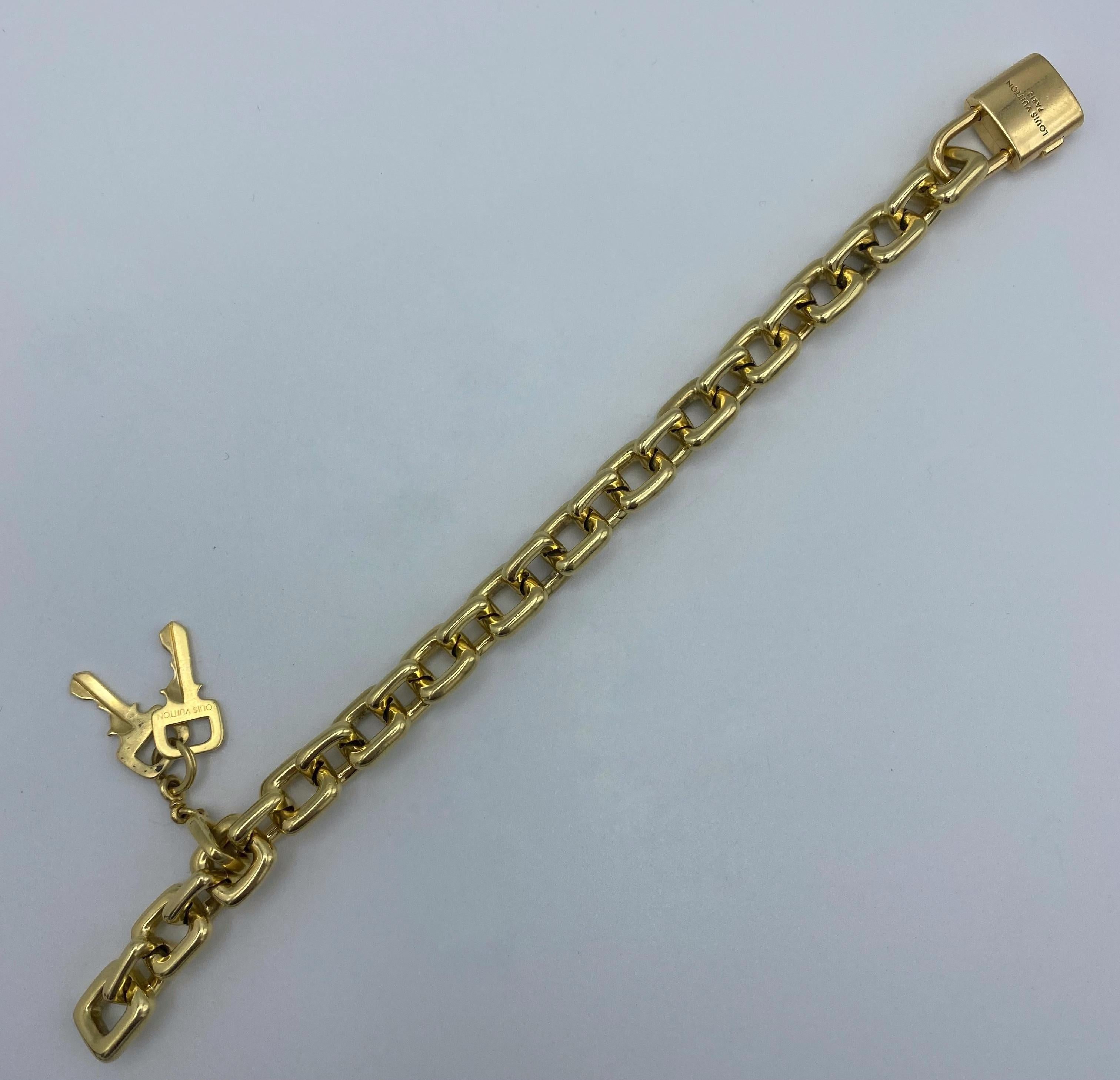 Vintage Louis Vuitton Yellow Gold Link Bracelet w/ Charms  In Excellent Condition In Beverly Hills, CA