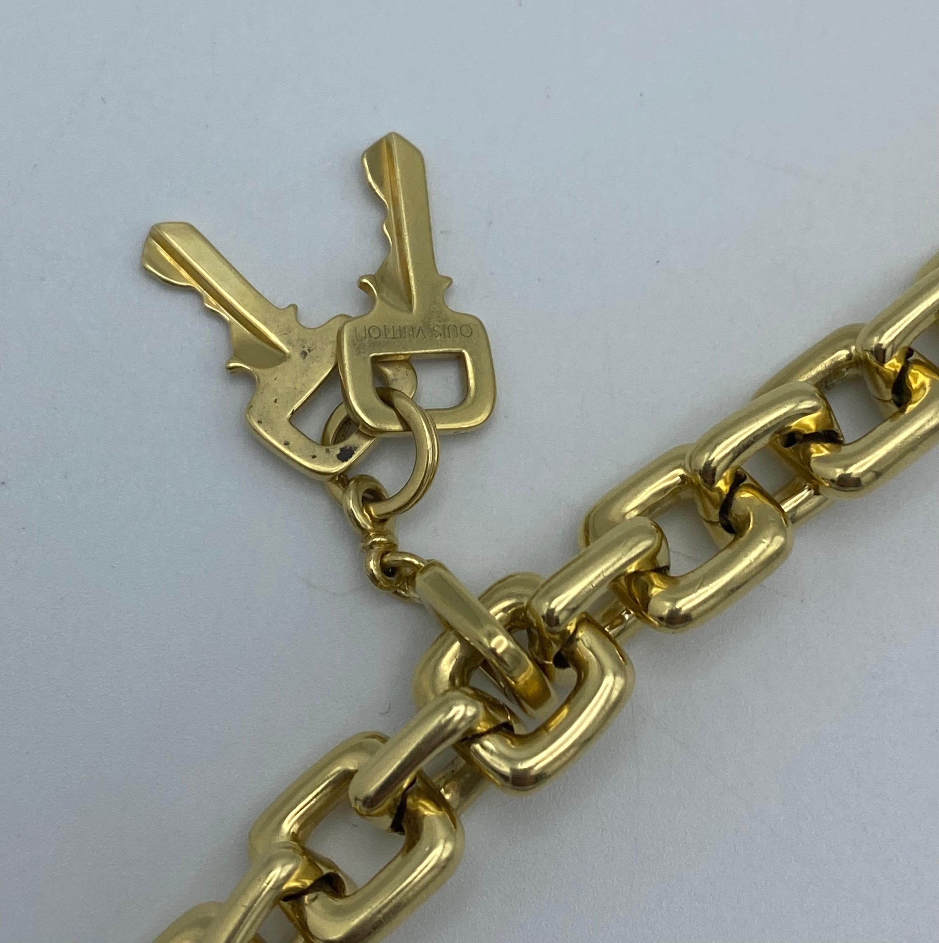 Vintage Louis Vuitton Yellow Gold Link Bracelet w/ Charms For Sale at ...