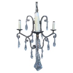 Vintage Louis XIV Style Dennis & Leen 3 Arm Beaded Crystal Chandelier