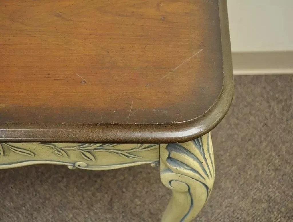 Wood Vintage Louis XV French Country Style Shell Carved 2 Drawer Console Hall Table For Sale