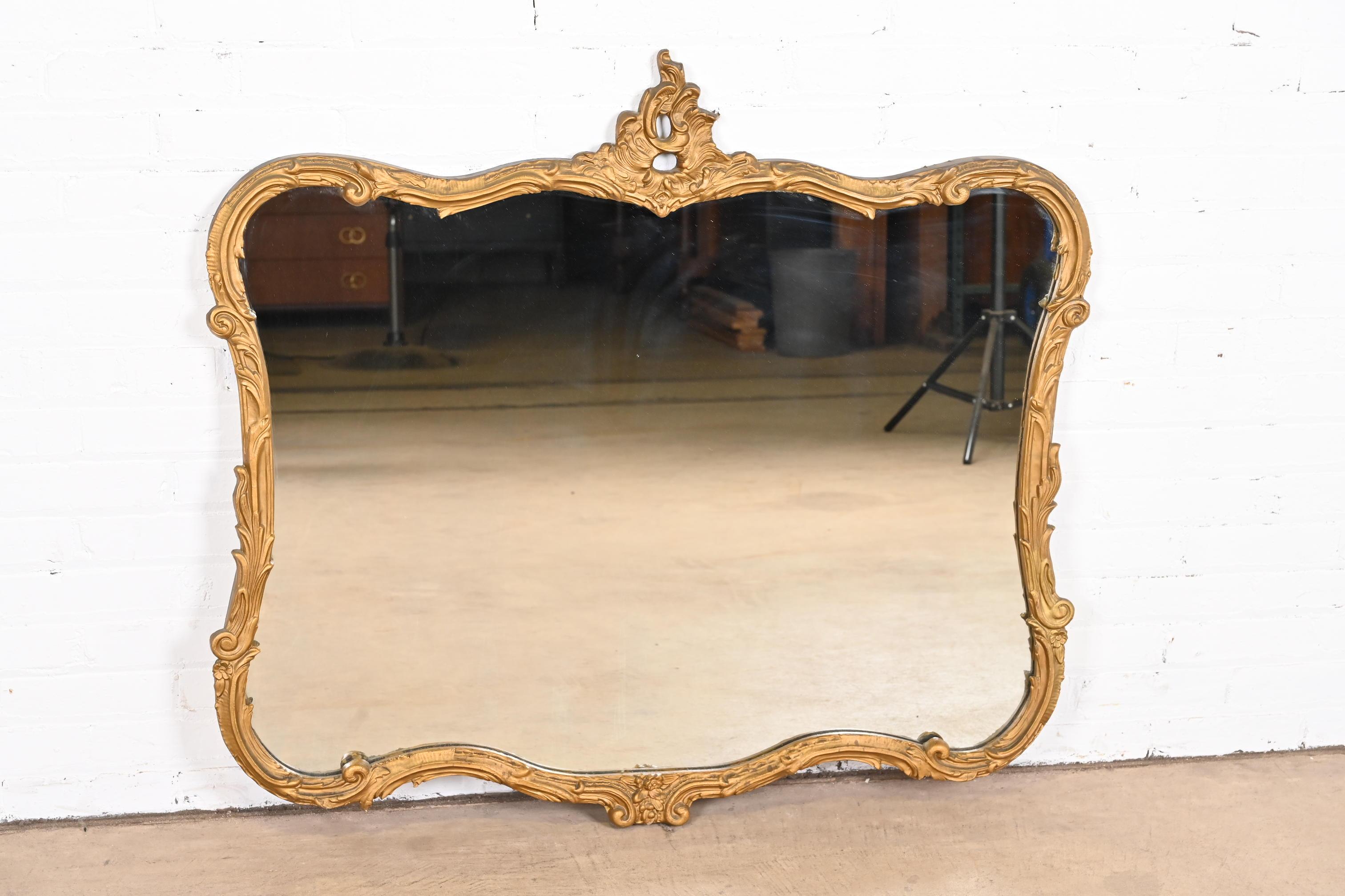 20th Century Vintage Louis XV French Rococo Carved Giltwood Framed Wall Mirror