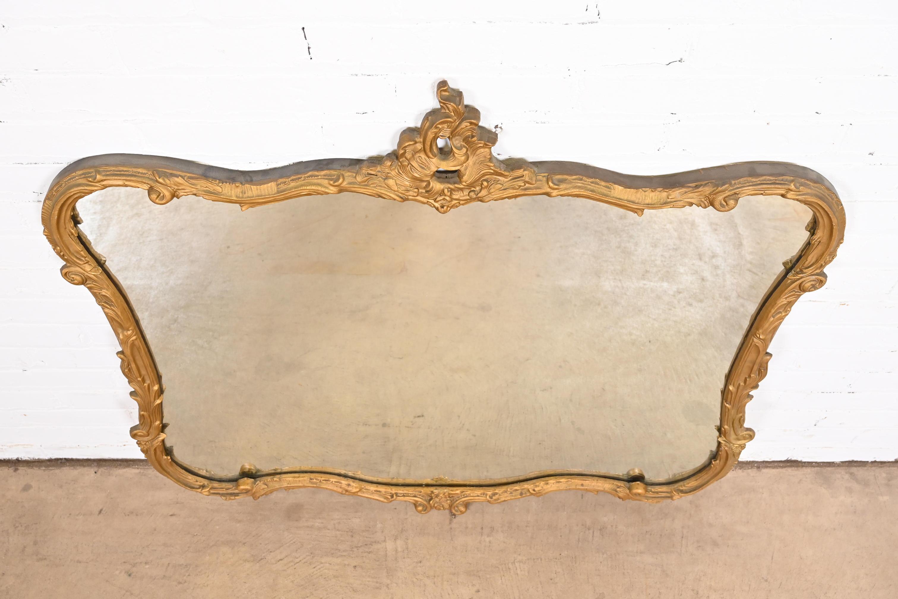 Vintage Louis XV French Rococo Carved Giltwood Framed Wall Mirror 3