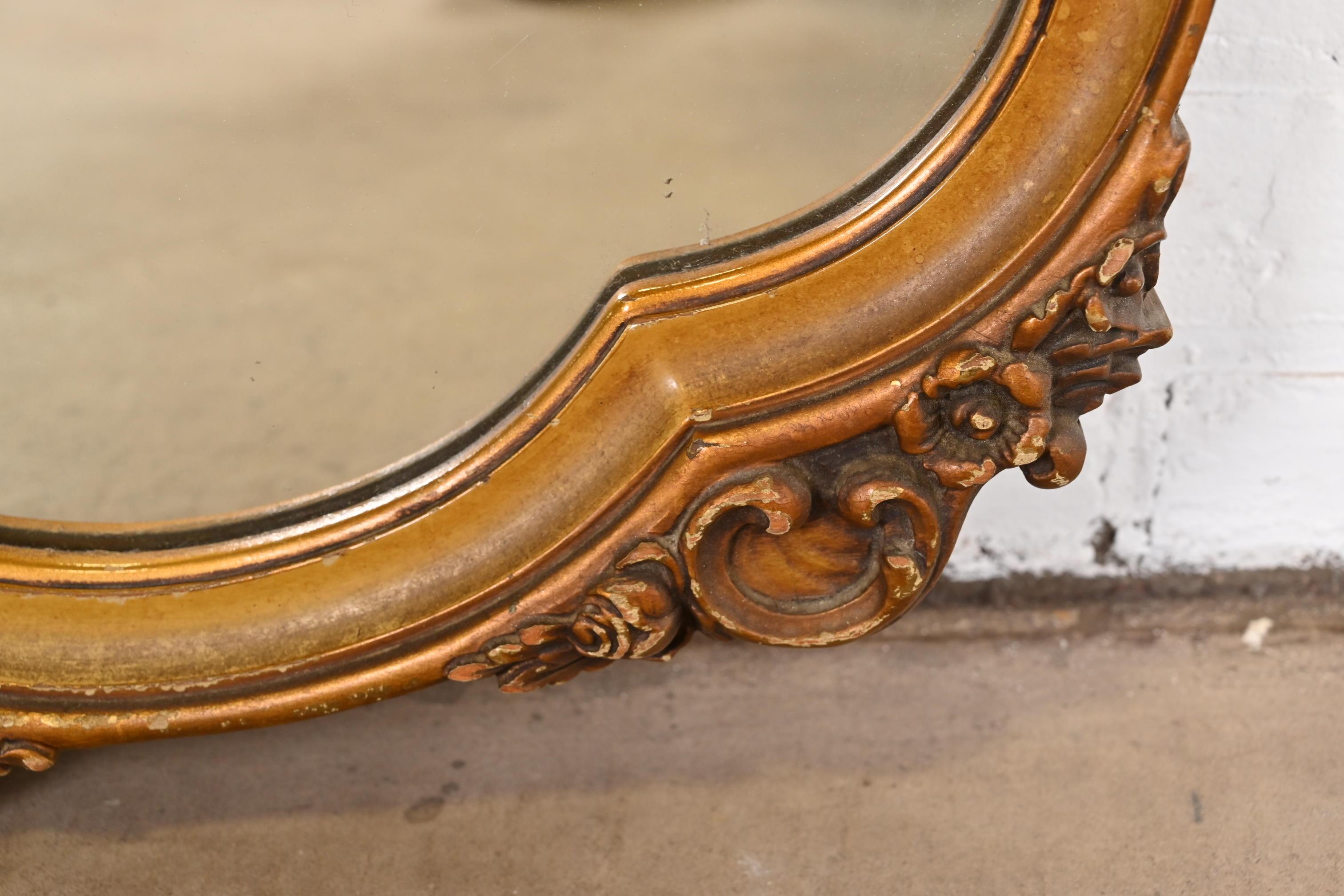 Vintage Louis XV French Rococo Carved Giltwood Framed Wall Mirror 3