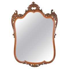 Vintage Louis XV French Rococo Carved Walnut Framed Wall Mirror