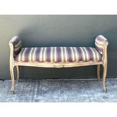 Vintage Louis XV Striped Bench